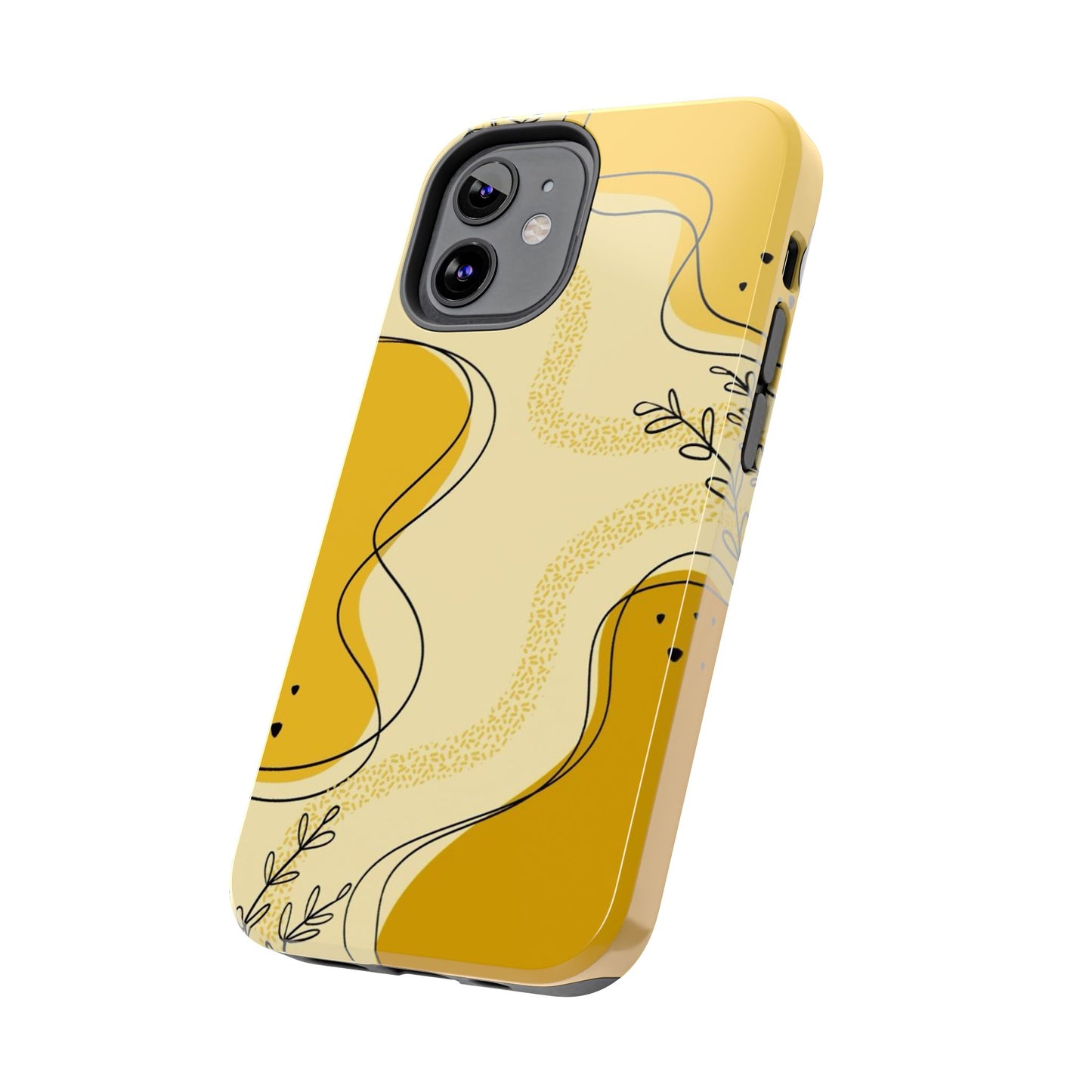 Artistic Yellow Phone Case, Tough Phone Protection, Modern Design, Gifts for Her, Phone Accessories, Unique Cell Phone Cover
