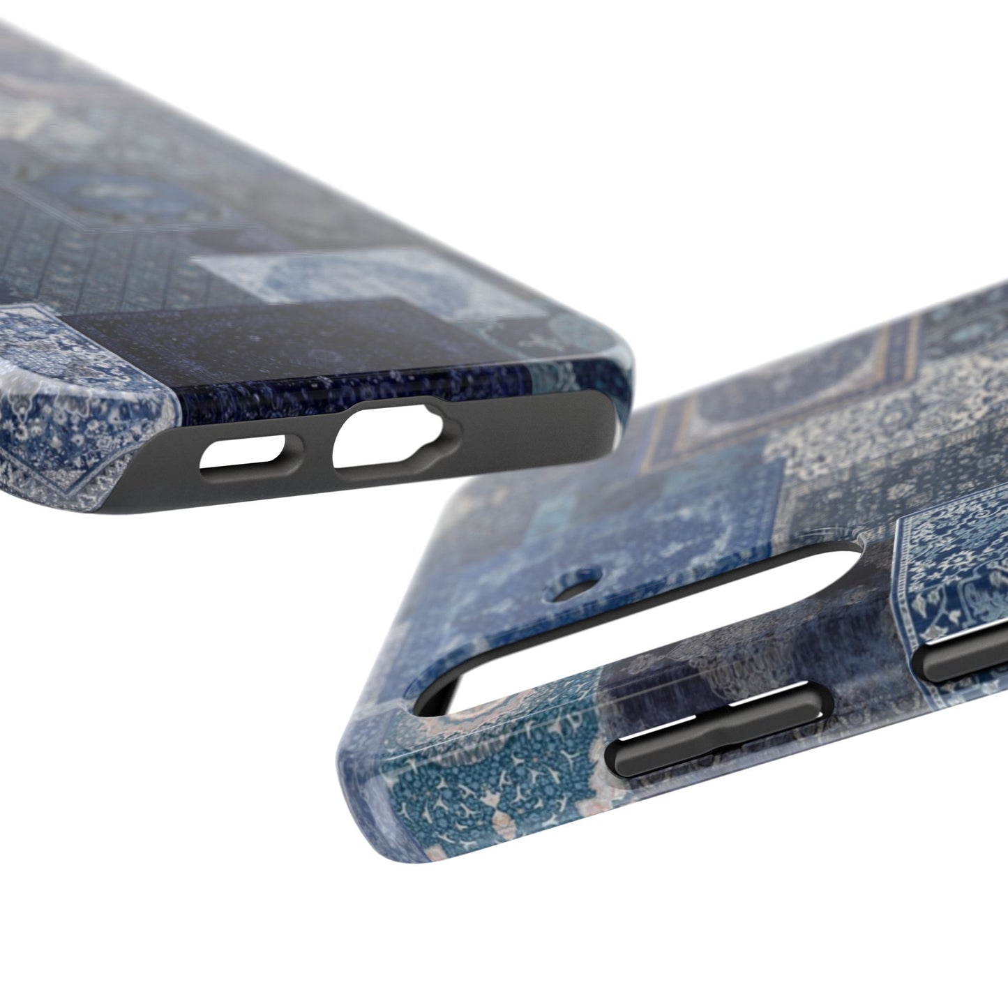 Vintage Rug Pattern Phone Cases, Tough Cases for iPhone, Stylish Smartphone Cover, Unique Gifts for Him/Her, Blue Design