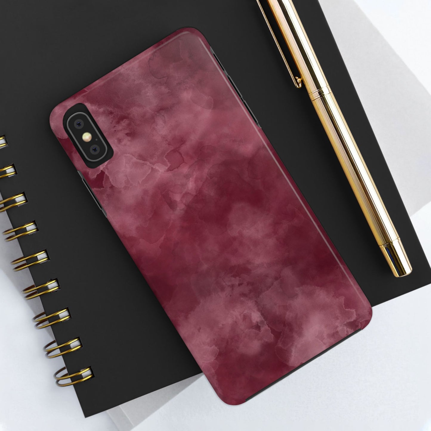 Elegant Burgundy Tough Phone Cases, Stylish Phone Cover, Durable Phone Protector, Unique Gift, Trendy Tech Accessories