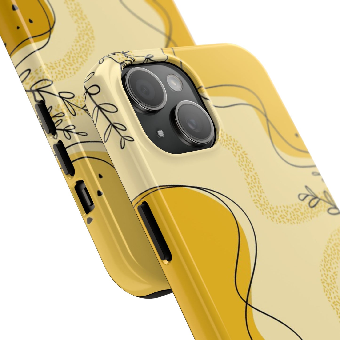 Artistic Yellow Phone Case, Tough Phone Protection, Modern Design, Gifts for Her, Phone Accessories, Unique Cell Phone Cover