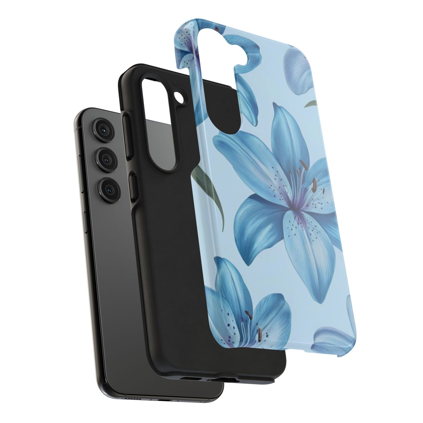 Blue Floral Tough Phone Cases, Floral Phone Cover, Gift for Her, Summer Aesthetic, Smartphone Protector, Durable Case