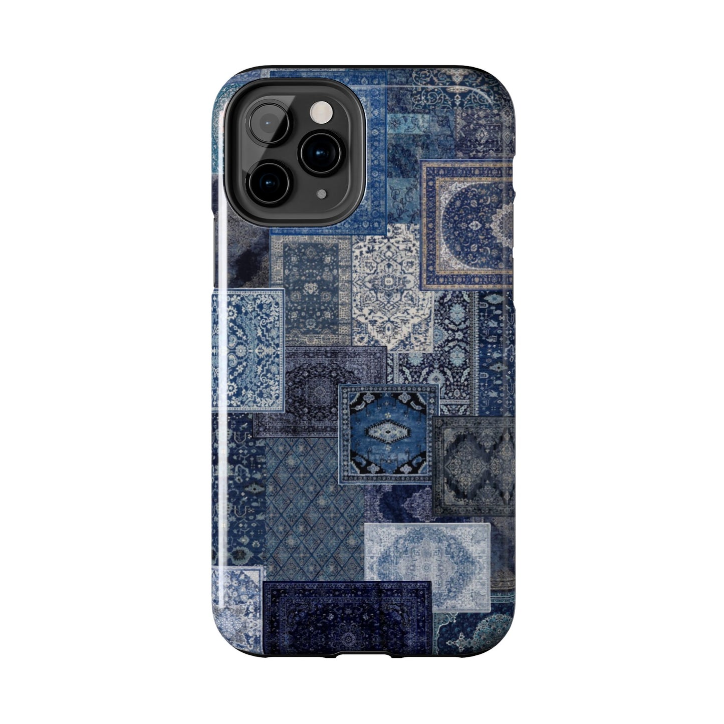 Vintage Rug Pattern Phone Cases, Tough Cases for iPhone, Stylish Smartphone Cover, Unique Gifts for Him/Her, Blue Design