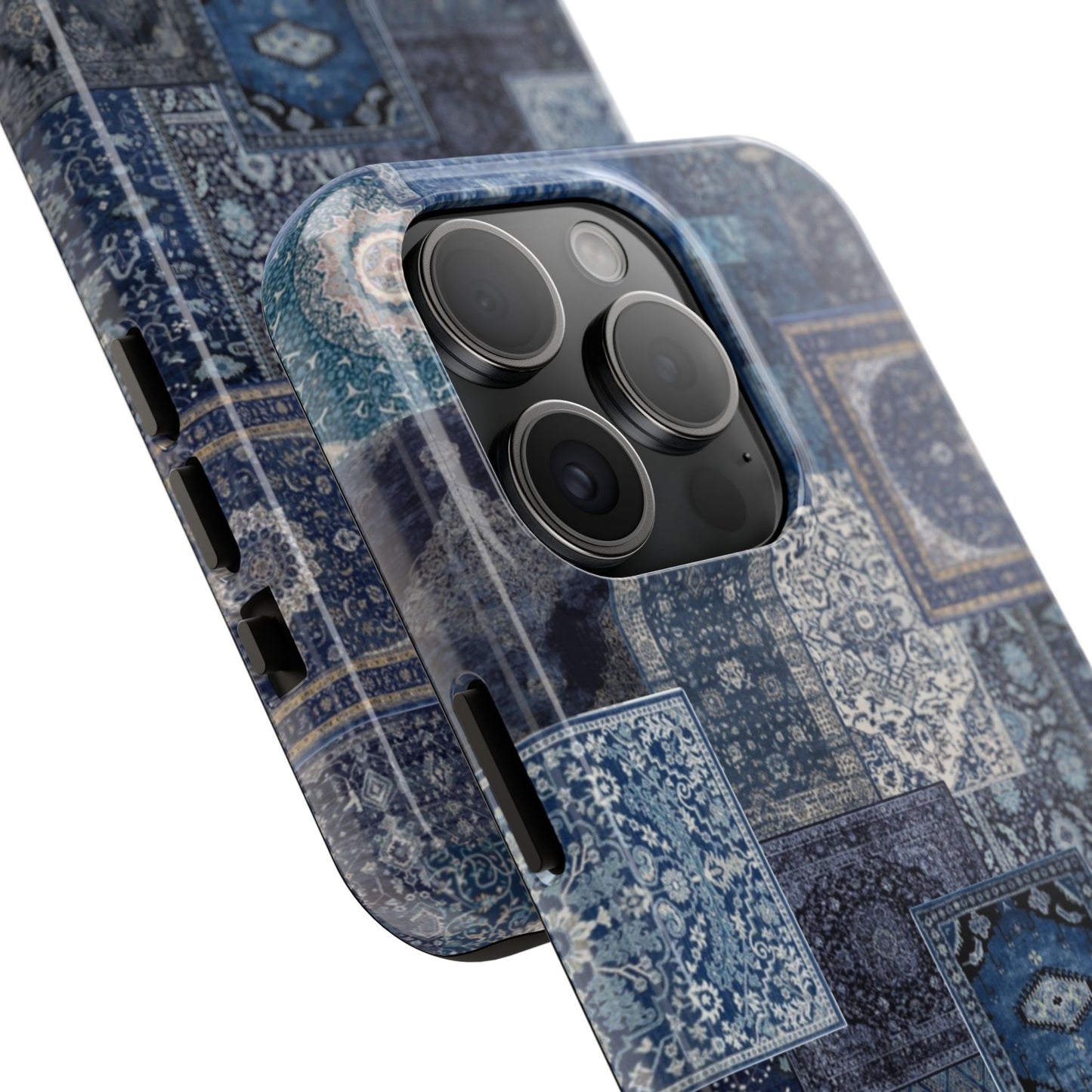 Vintage Rug Pattern Phone Cases, Tough Cases for iPhone, Stylish Smartphone Cover, Unique Gifts for Him/Her, Blue Design