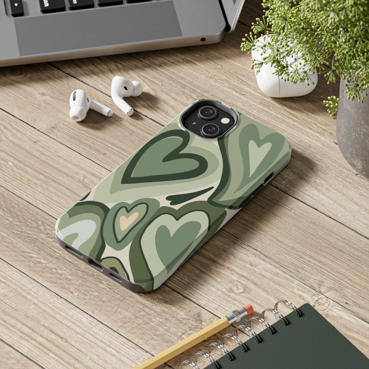 Heartfelt Patterned Tough Phone Cases, Cute Phone Cases, Gift for Her, Valentine's Day, Trendy Accessories, Nature-Inspired Design