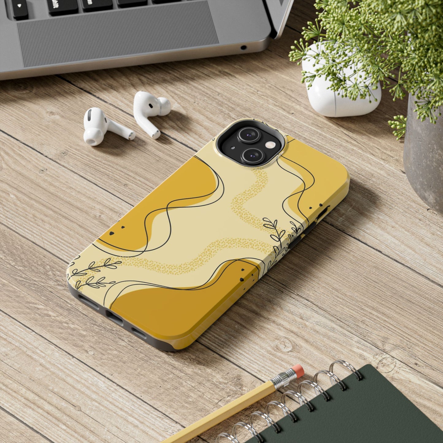 Artistic Yellow Phone Case, Tough Phone Protection, Modern Design, Gifts for Her, Phone Accessories, Unique Cell Phone Cover