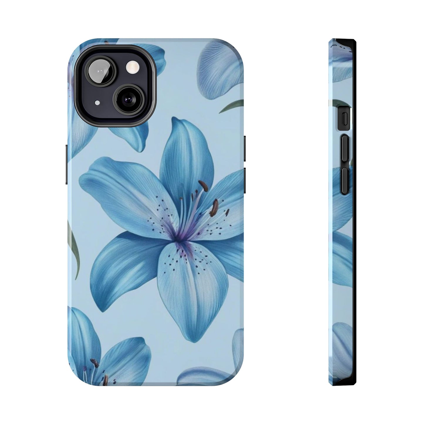 Blue Floral Tough Phone Cases, Floral Phone Cover, Gift for Her, Summer Aesthetic, Smartphone Protector, Durable Case