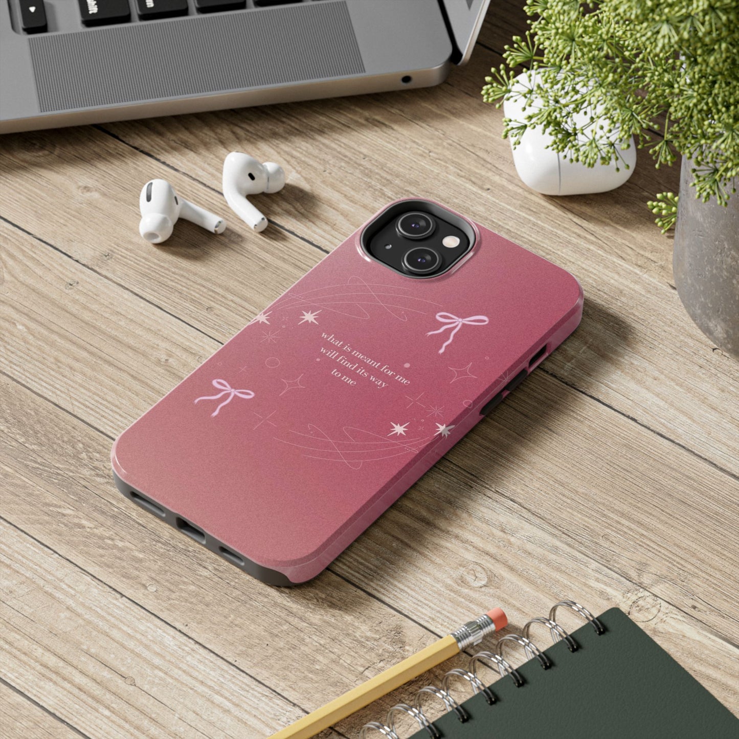 Inspirational Tough Phone Cases - Pink with Stars, Sturdy Protection, Gifts for Her, Motivational Quotes, Everyday Use