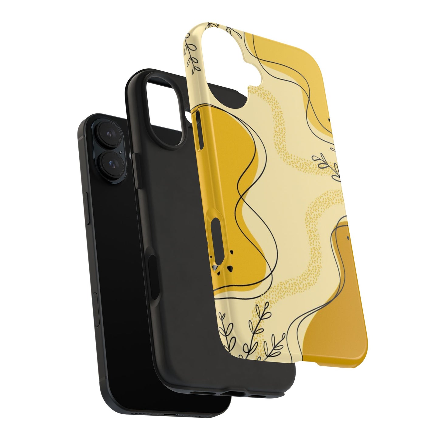 Artistic Yellow Phone Case, Tough Phone Protection, Modern Design, Gifts for Her, Phone Accessories, Unique Cell Phone Cover