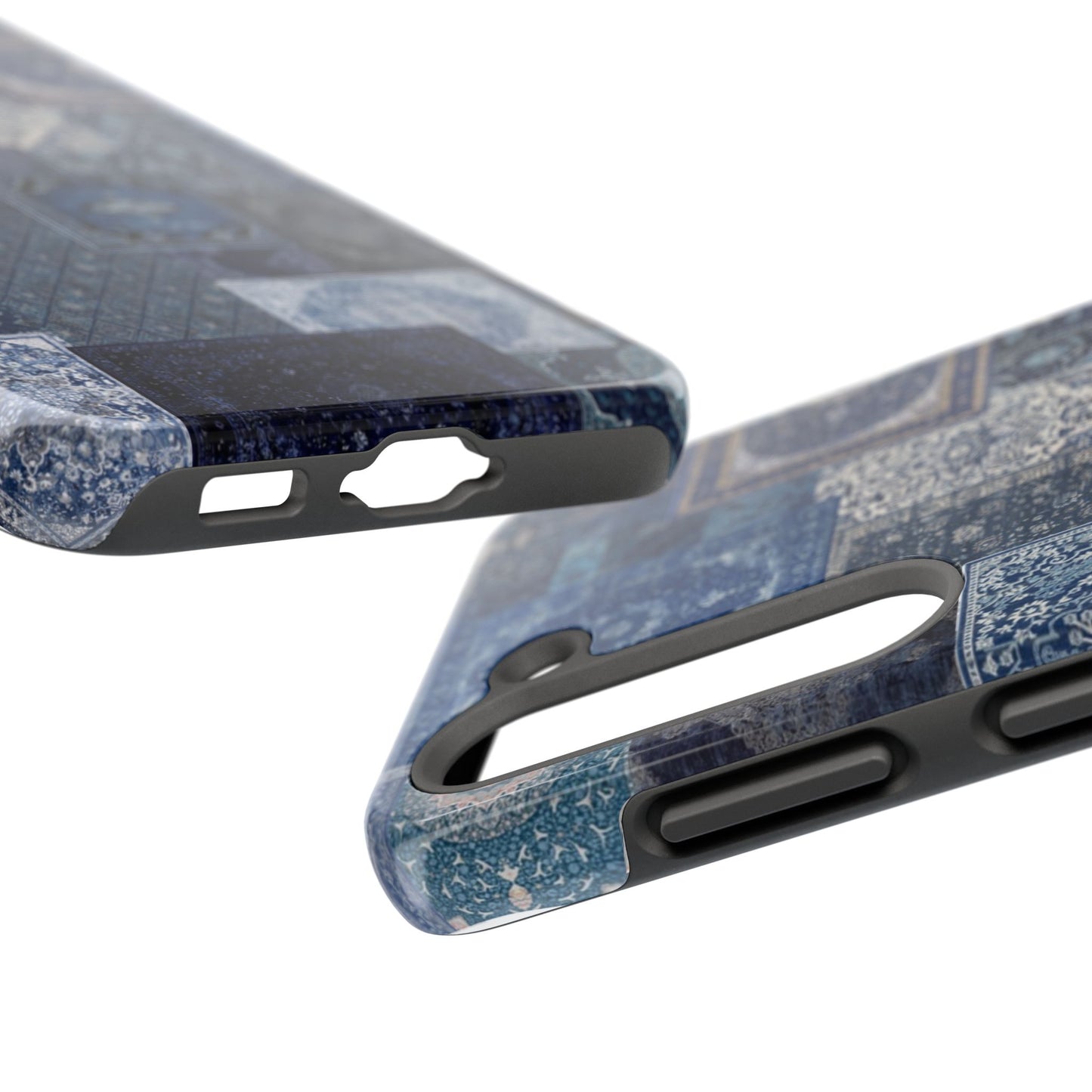 Vintage Rug Pattern Phone Cases, Tough Cases for iPhone, Stylish Smartphone Cover, Unique Gifts for Him/Her, Blue Design
