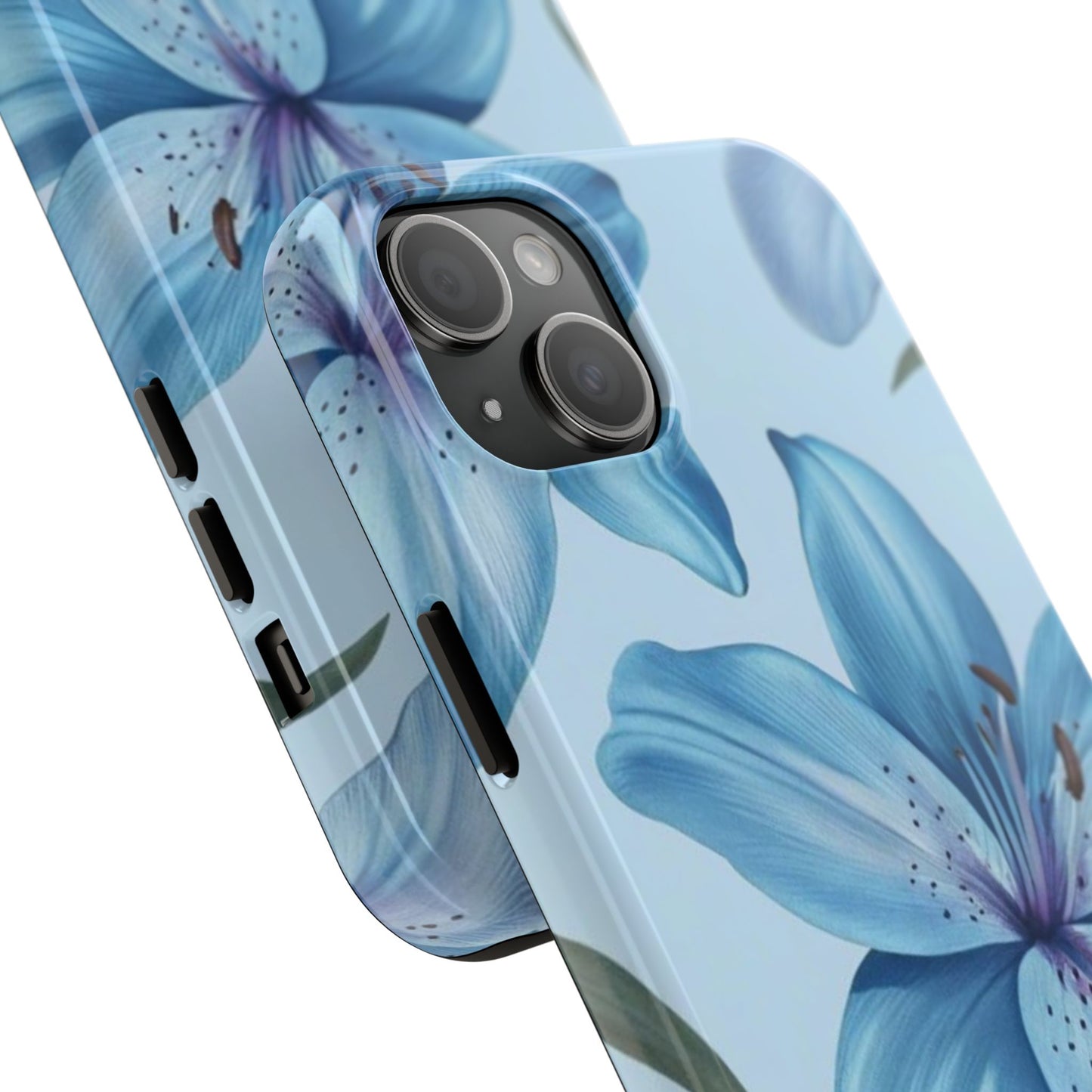 Blue Floral Tough Phone Cases, Floral Phone Cover, Gift for Her, Summer Aesthetic, Smartphone Protector, Durable Case