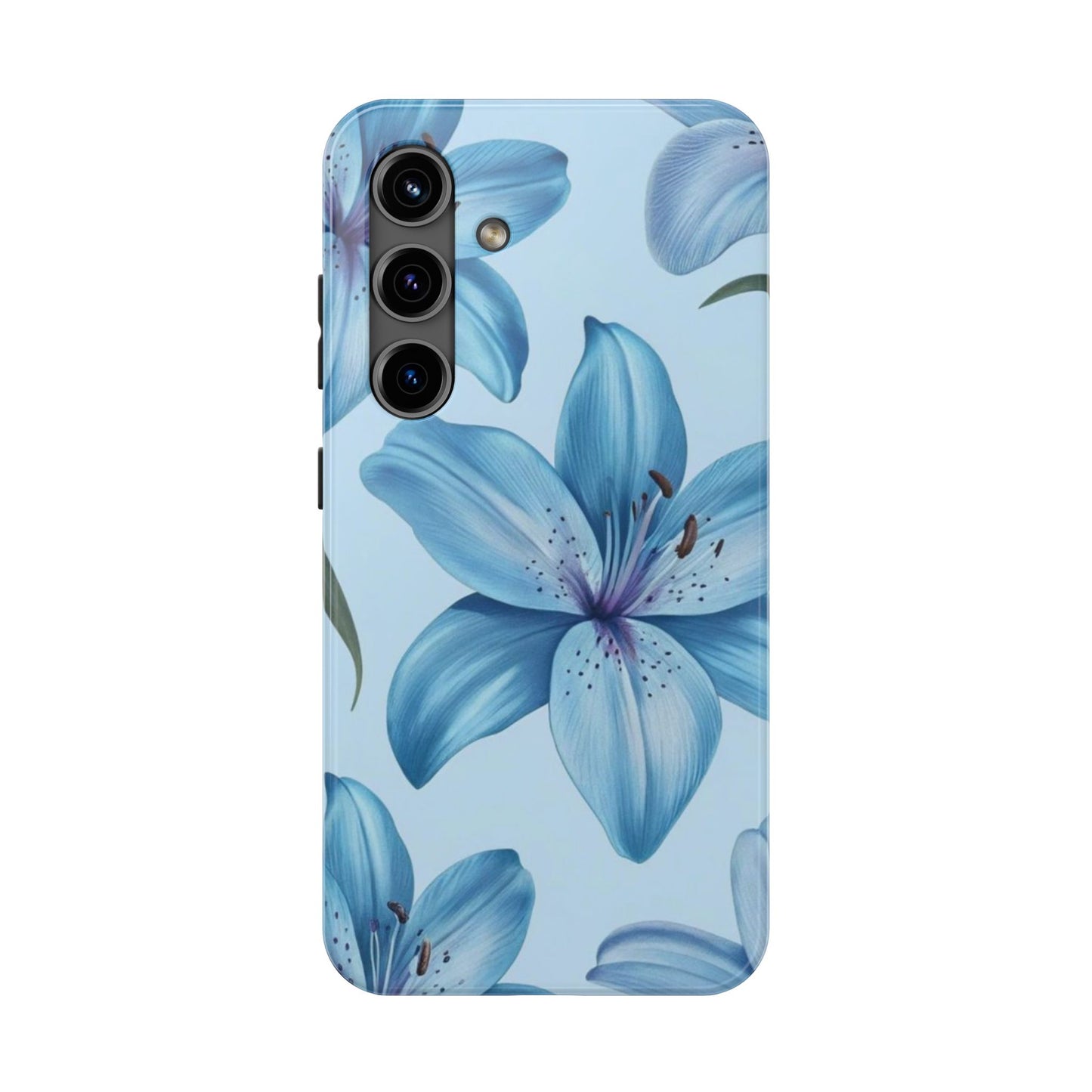 Blue Floral Tough Phone Cases, Floral Phone Cover, Gift for Her, Summer Aesthetic, Smartphone Protector, Durable Case