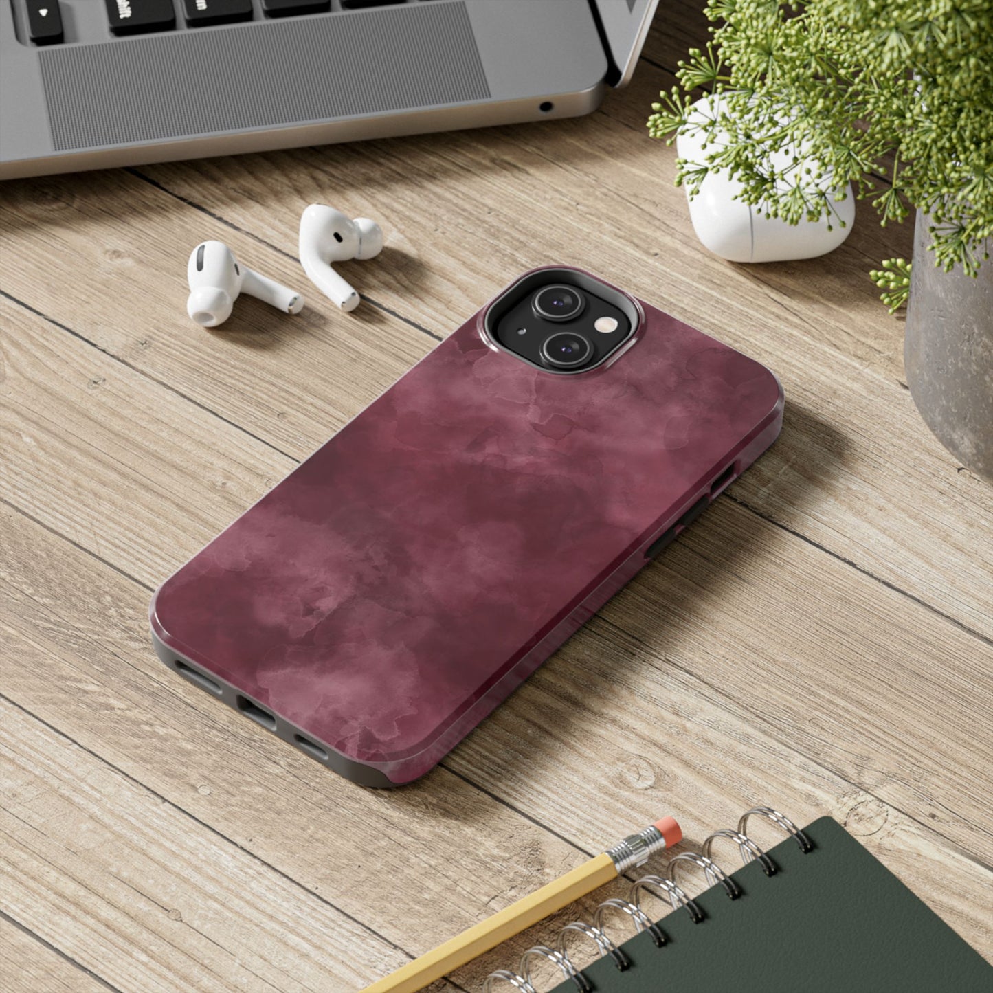 Elegant Burgundy Tough Phone Cases, Stylish Phone Cover, Durable Phone Protector, Unique Gift, Trendy Tech Accessories