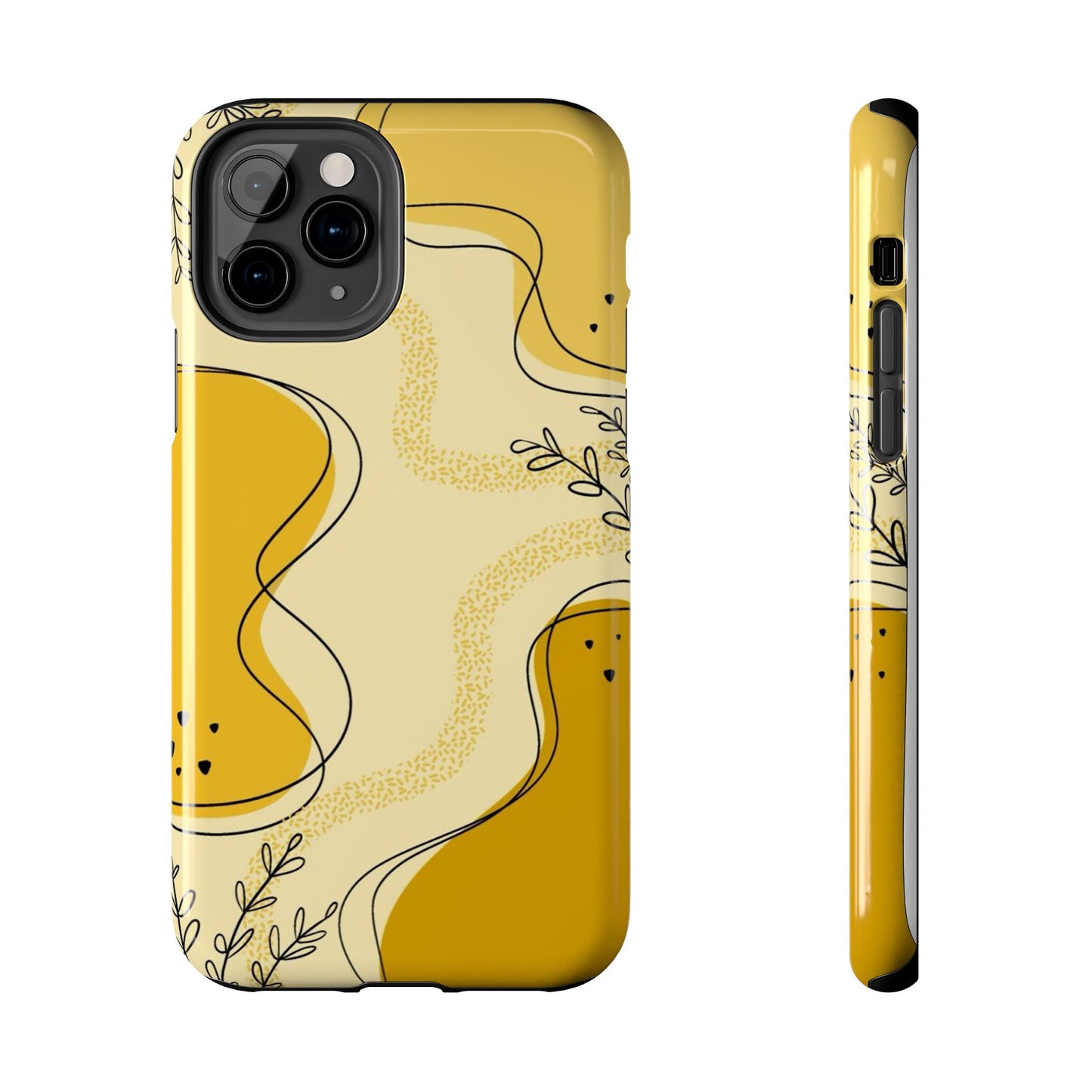 Artistic Yellow Phone Case, Tough Phone Protection, Modern Design, Gifts for Her, Phone Accessories, Unique Cell Phone Cover