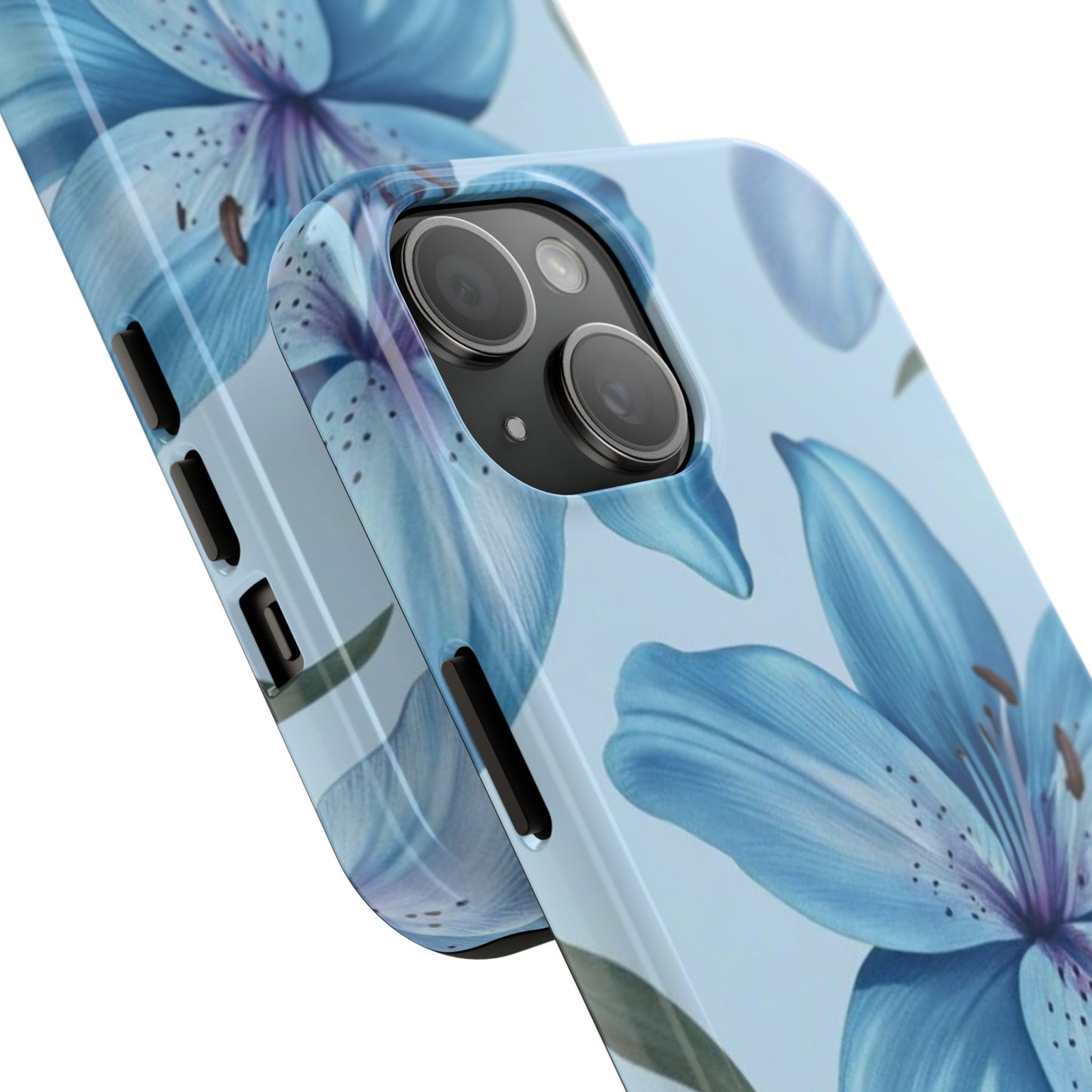 Blue Floral Tough Phone Cases, Floral Phone Cover, Gift for Her, Summer Aesthetic, Smartphone Protector, Durable Case