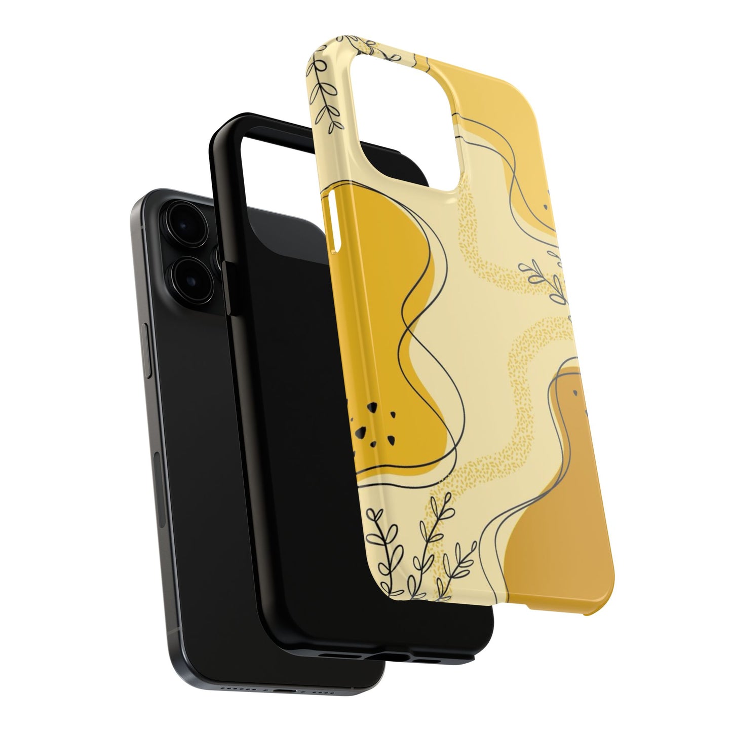 Artistic Yellow Phone Case, Tough Phone Protection, Modern Design, Gifts for Her, Phone Accessories, Unique Cell Phone Cover