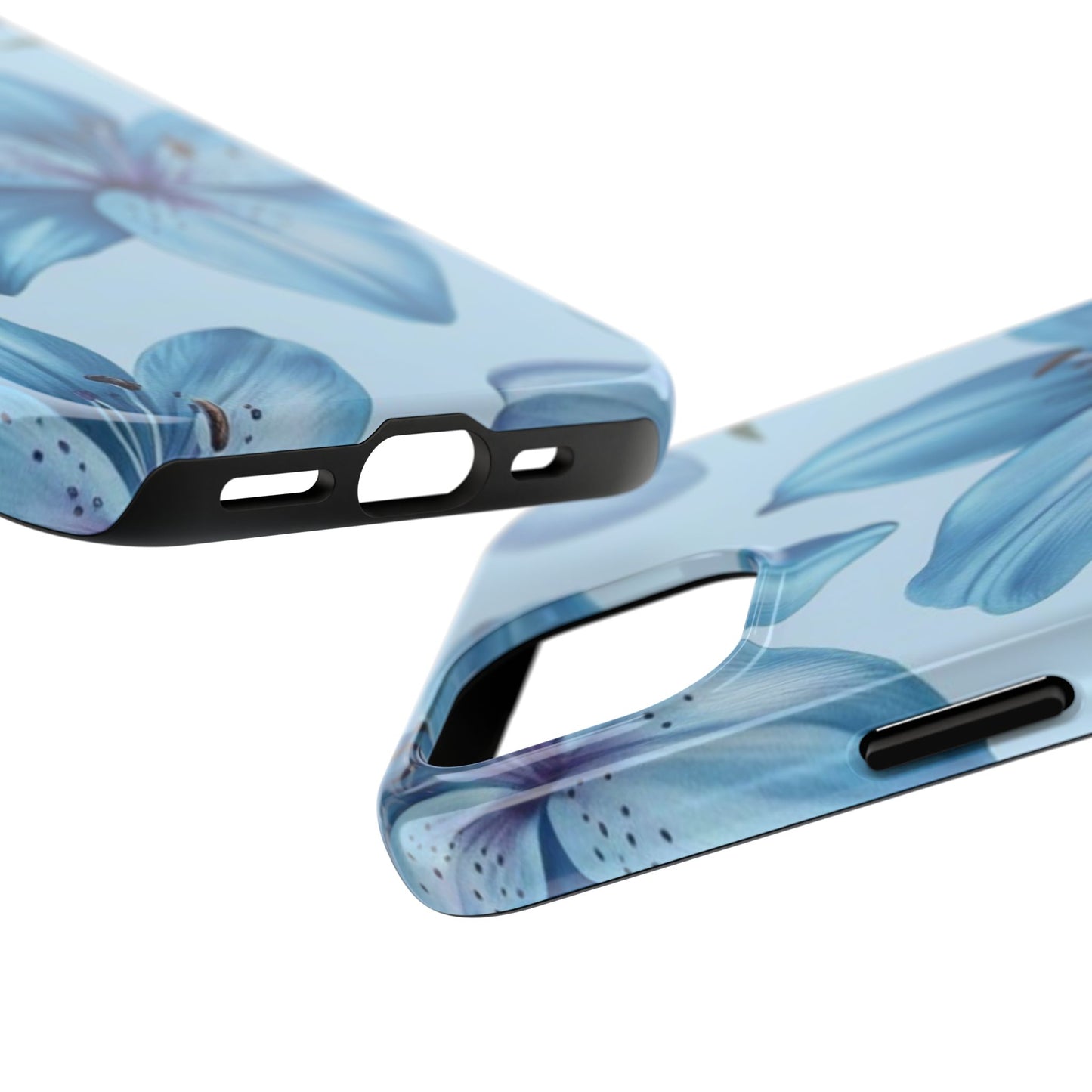 Blue Floral Tough Phone Cases, Floral Phone Cover, Gift for Her, Summer Aesthetic, Smartphone Protector, Durable Case