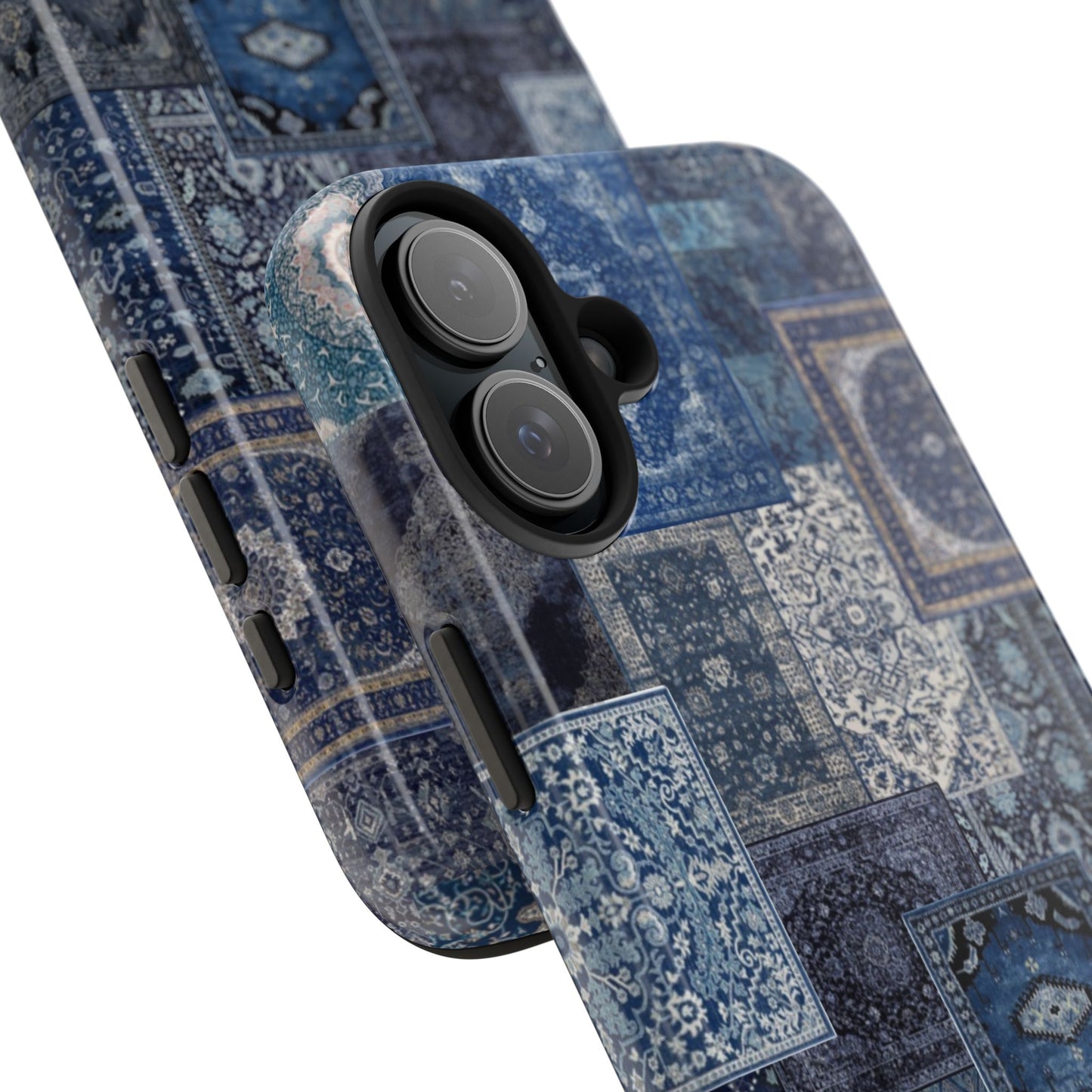 Vintage Rug Pattern Phone Cases, Tough Cases for iPhone, Stylish Smartphone Cover, Unique Gifts for Him/Her, Blue Design