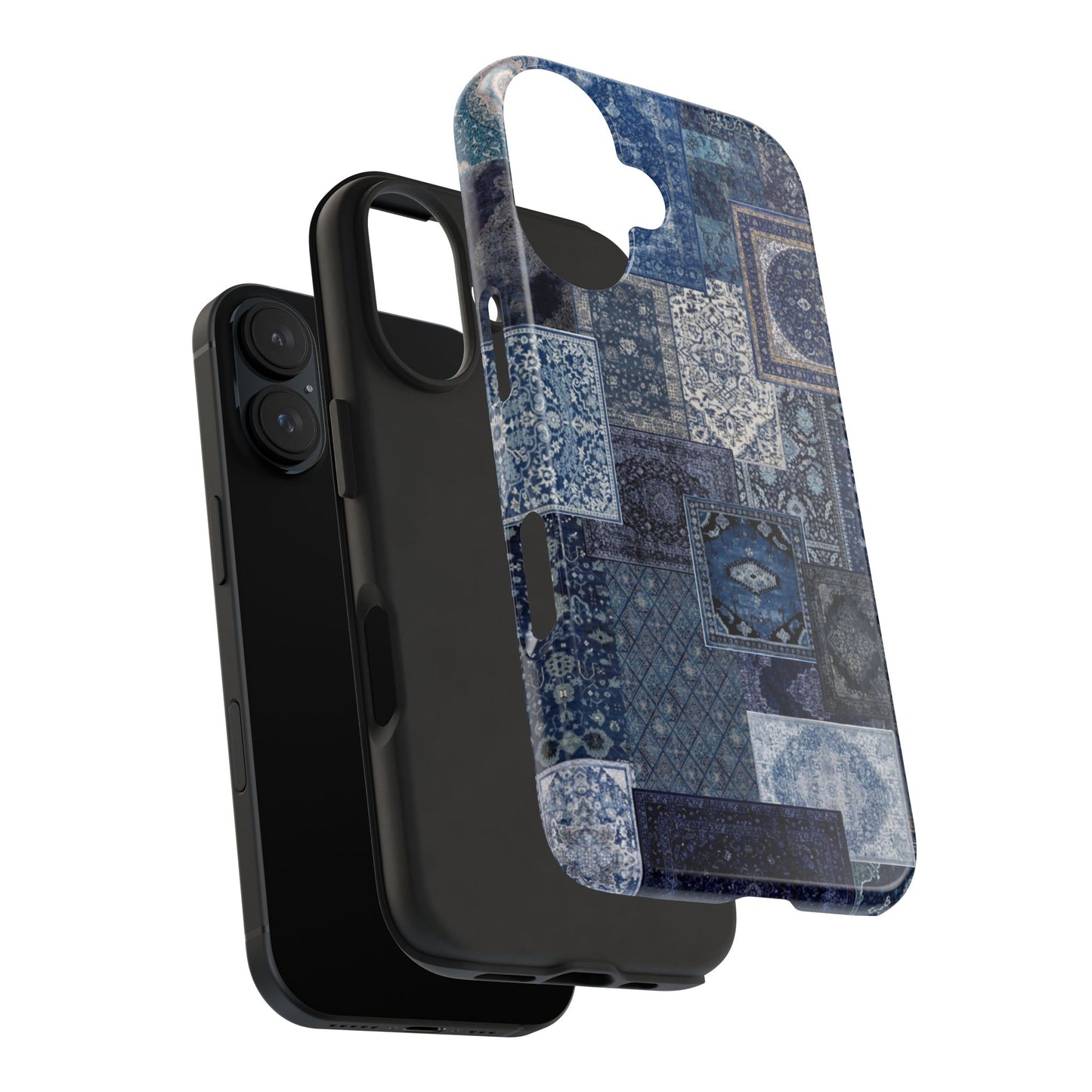 Vintage Rug Pattern Phone Cases, Tough Cases for iPhone, Stylish Smartphone Cover, Unique Gifts for Him/Her, Blue Design