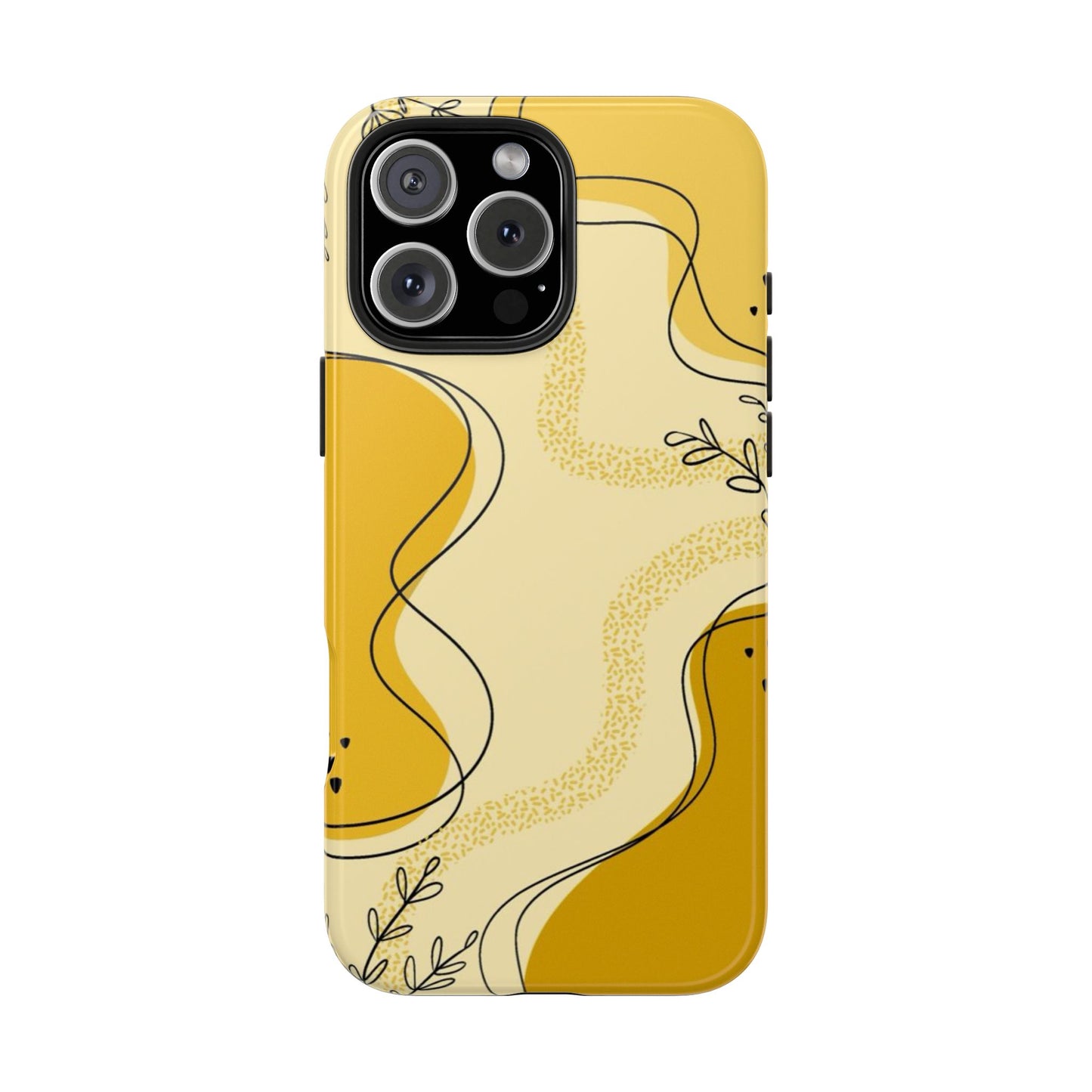 Artistic Yellow Phone Case, Tough Phone Protection, Modern Design, Gifts for Her, Phone Accessories, Unique Cell Phone Cover