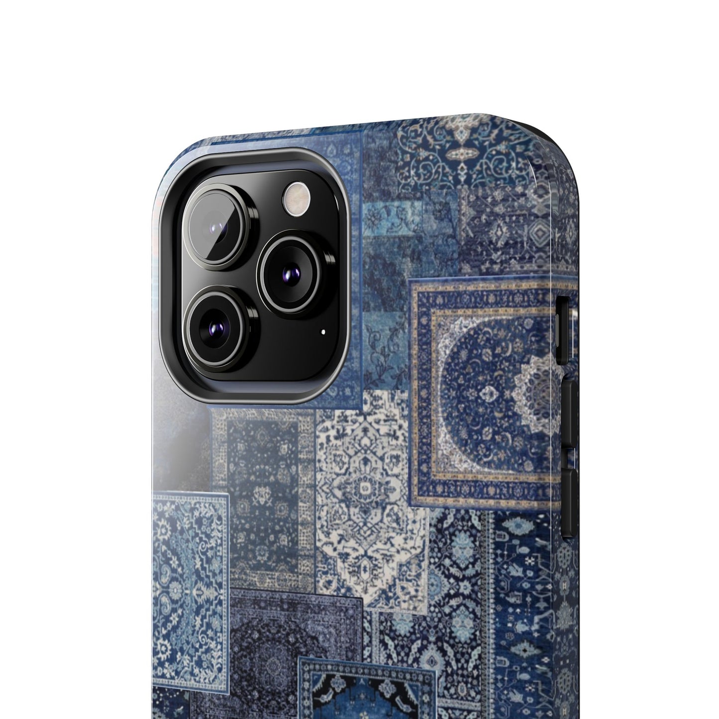 Vintage Rug Pattern Phone Cases, Tough Cases for iPhone, Stylish Smartphone Cover, Unique Gifts for Him/Her, Blue Design