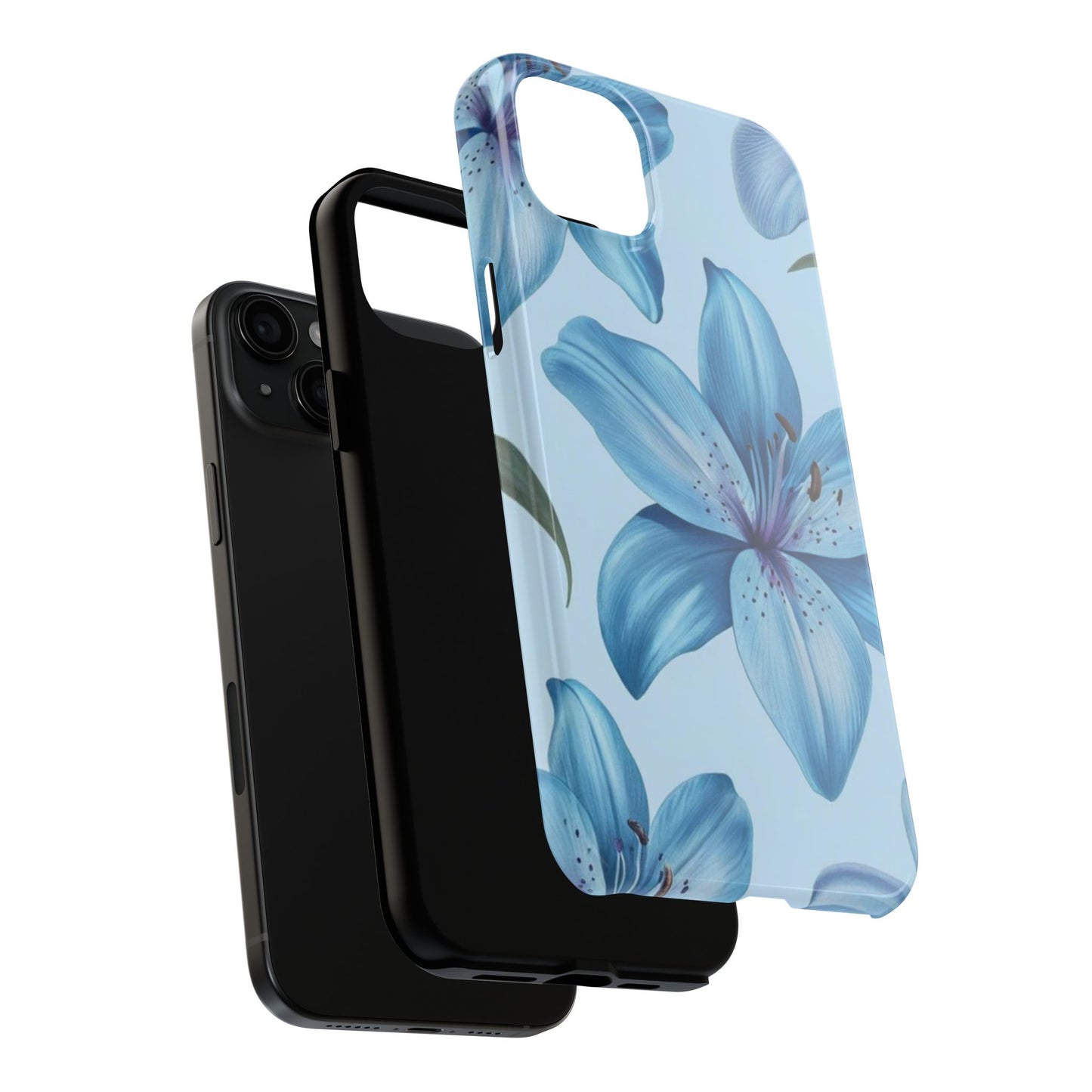 Blue Floral Tough Phone Cases, Floral Phone Cover, Gift for Her, Summer Aesthetic, Smartphone Protector, Durable Case