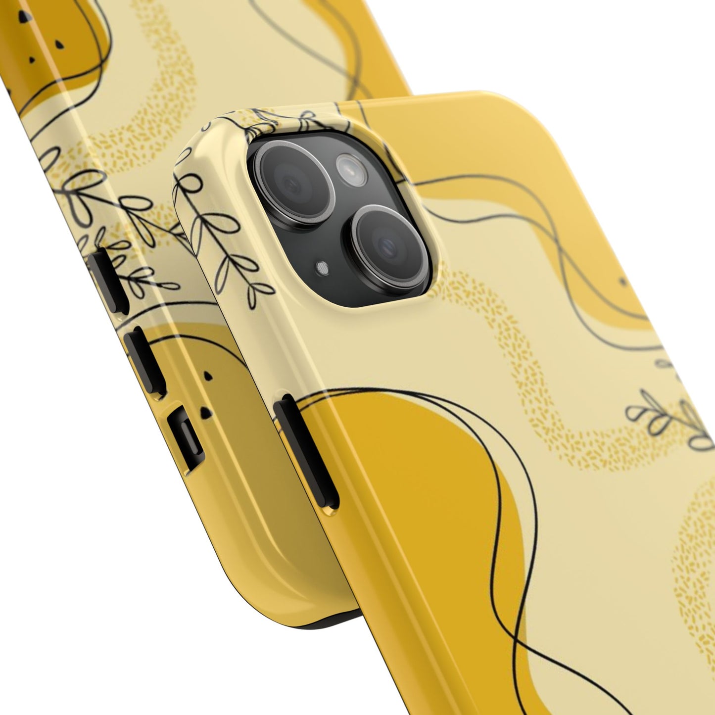 Artistic Yellow Phone Case, Tough Phone Protection, Modern Design, Gifts for Her, Phone Accessories, Unique Cell Phone Cover