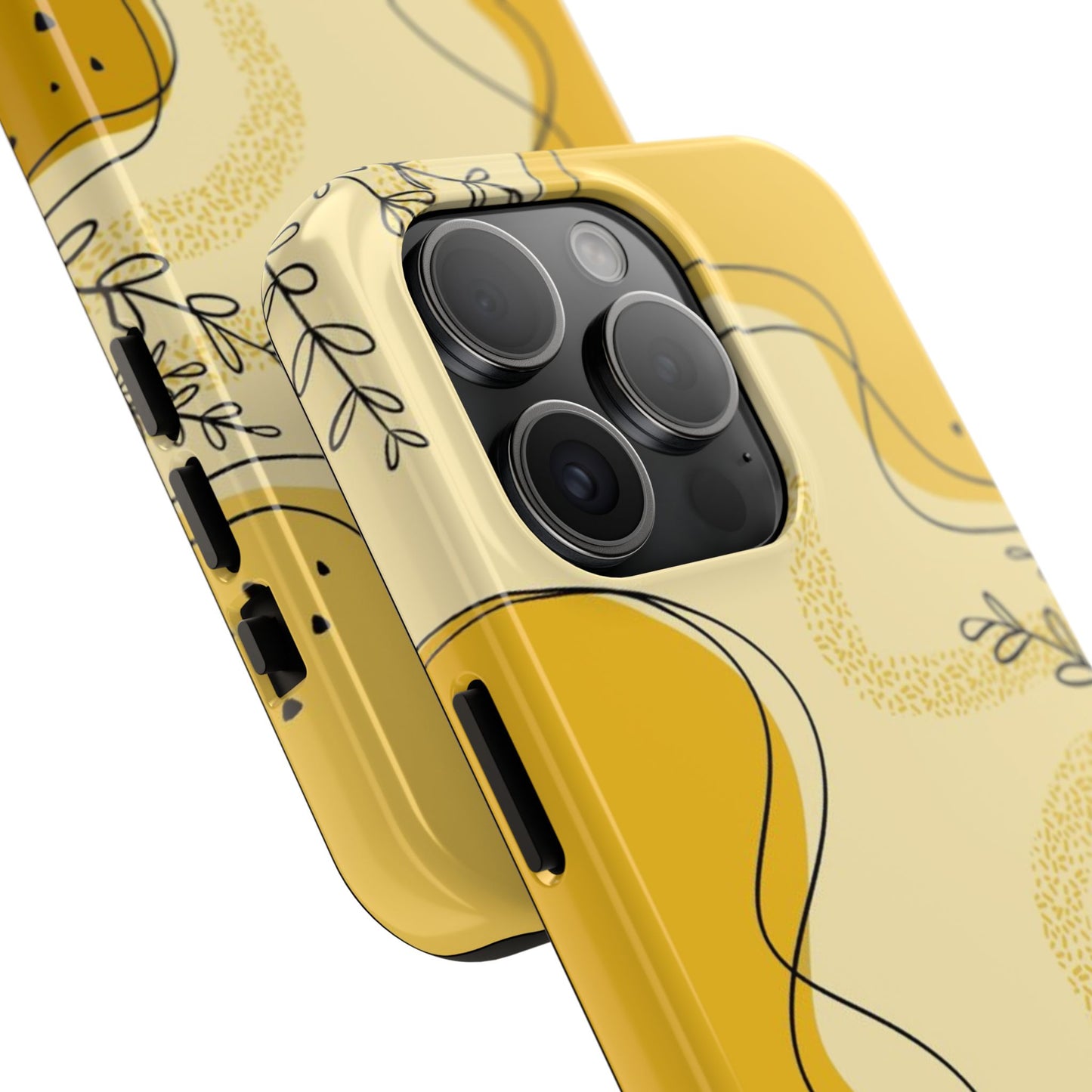 Artistic Yellow Phone Case, Tough Phone Protection, Modern Design, Gifts for Her, Phone Accessories, Unique Cell Phone Cover