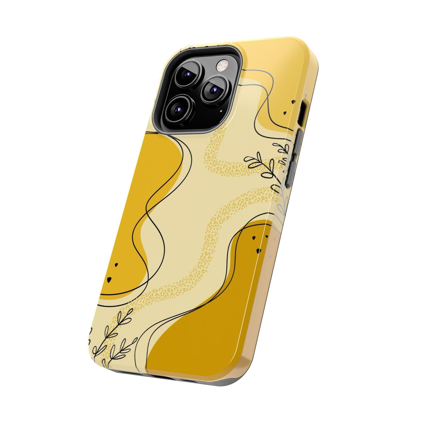 Artistic Yellow Phone Case, Tough Phone Protection, Modern Design, Gifts for Her, Phone Accessories, Unique Cell Phone Cover