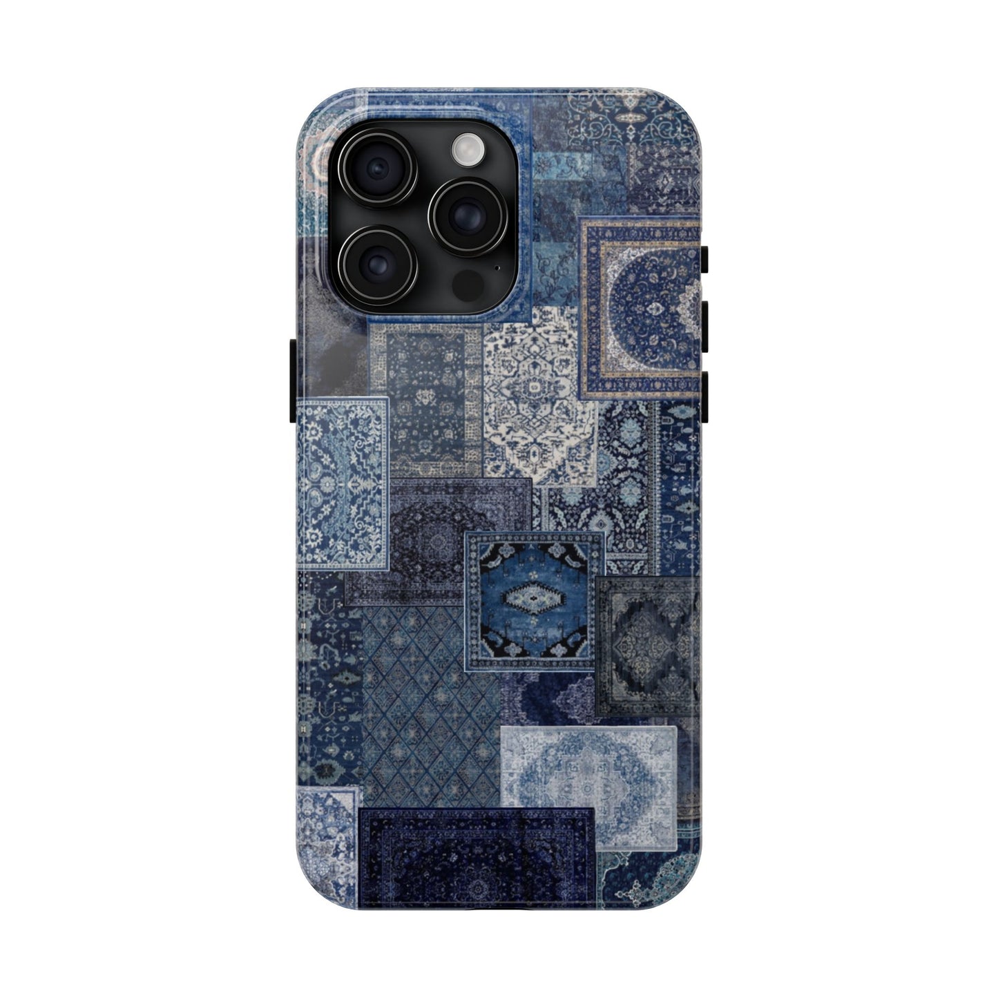 Vintage Rug Pattern Phone Cases, Tough Cases for iPhone, Stylish Smartphone Cover, Unique Gifts for Him/Her, Blue Design