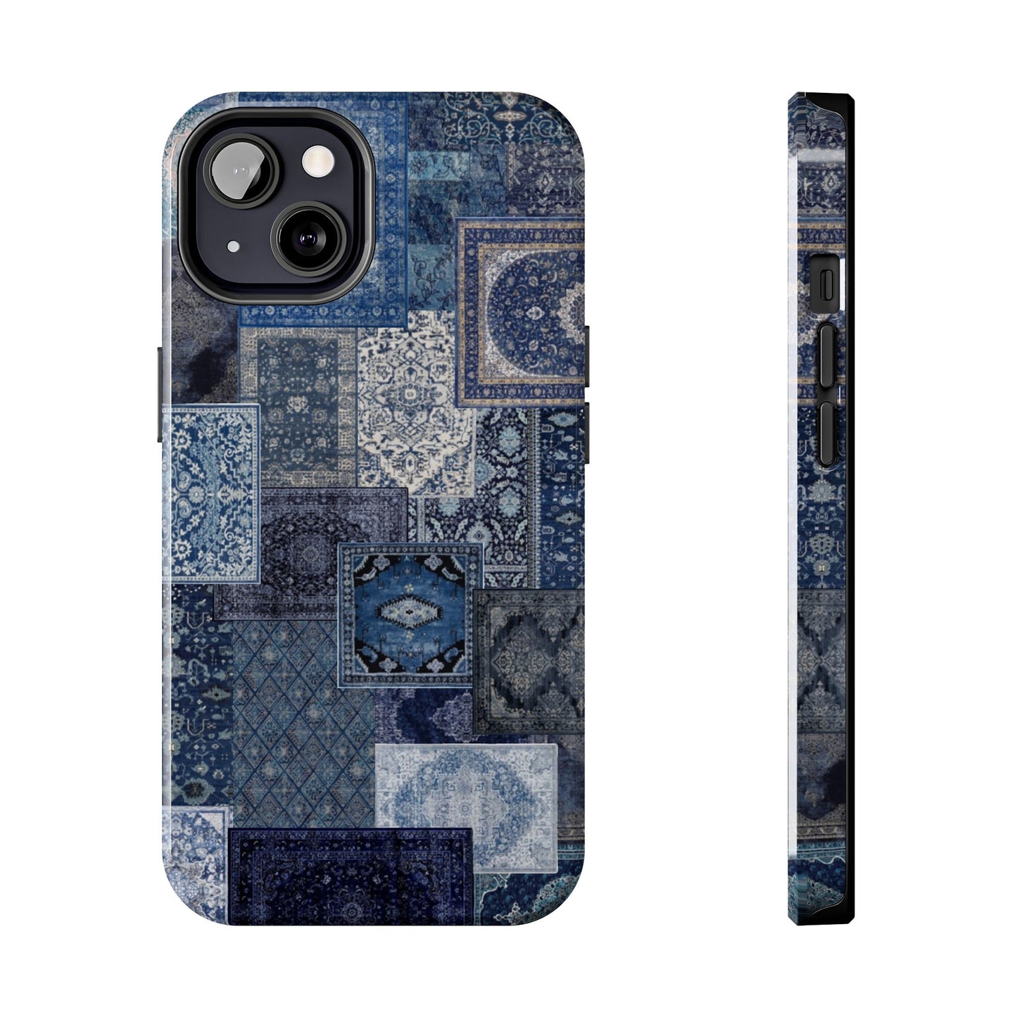 Vintage Rug Pattern Phone Cases, Tough Cases for iPhone, Stylish Smartphone Cover, Unique Gifts for Him/Her, Blue Design
