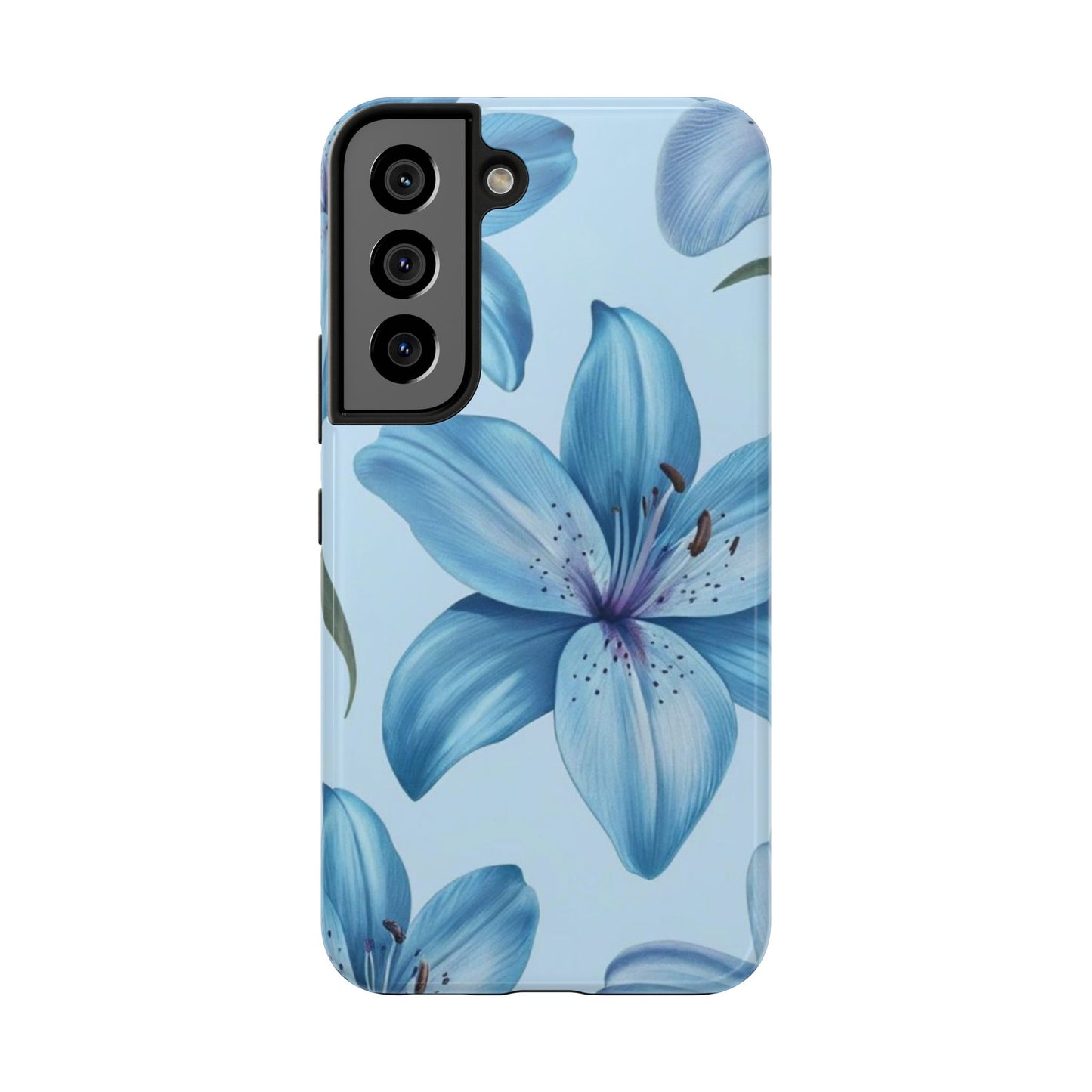 Blue Floral Tough Phone Cases, Floral Phone Cover, Gift for Her, Summer Aesthetic, Smartphone Protector, Durable Case