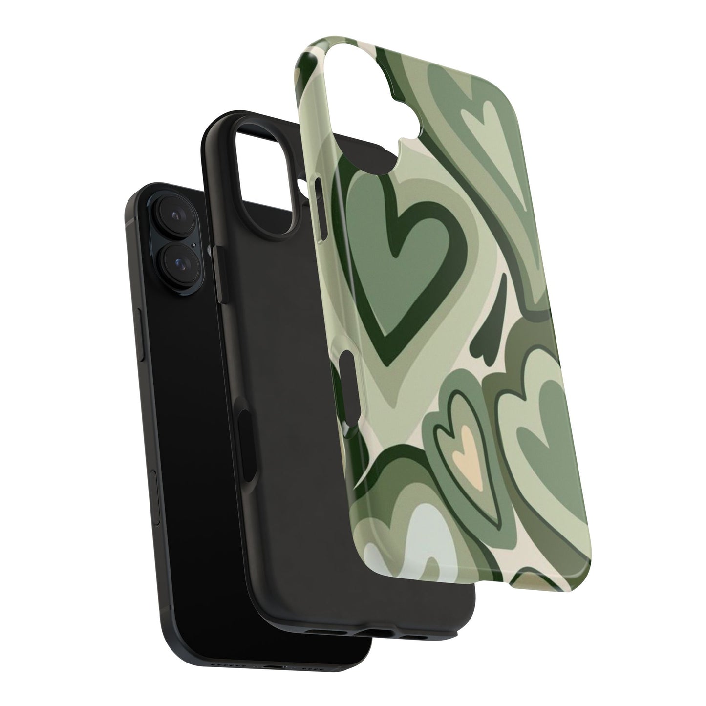 Heartfelt Patterned Tough Phone Cases, Cute Phone Cases, Gift for Her, Valentine's Day, Trendy Accessories, Nature-Inspired Design