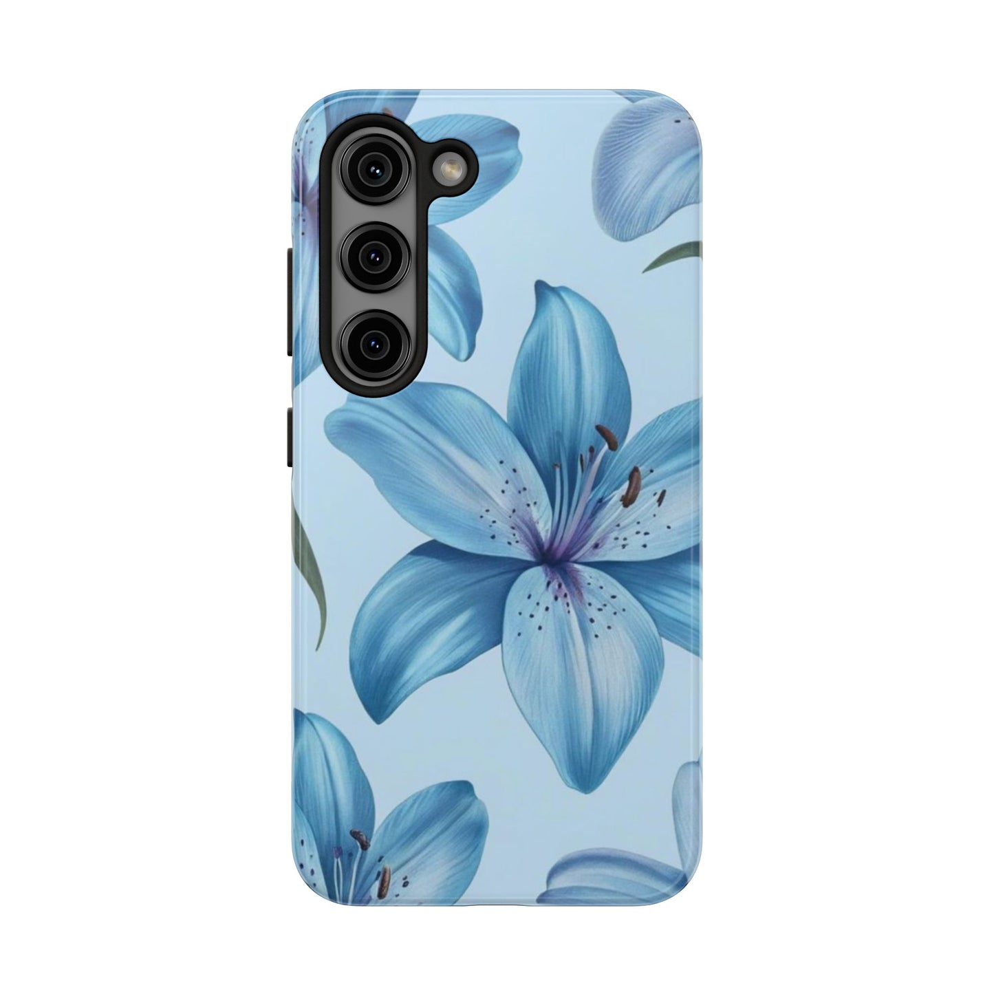 Blue Floral Tough Phone Cases, Floral Phone Cover, Gift for Her, Summer Aesthetic, Smartphone Protector, Durable Case