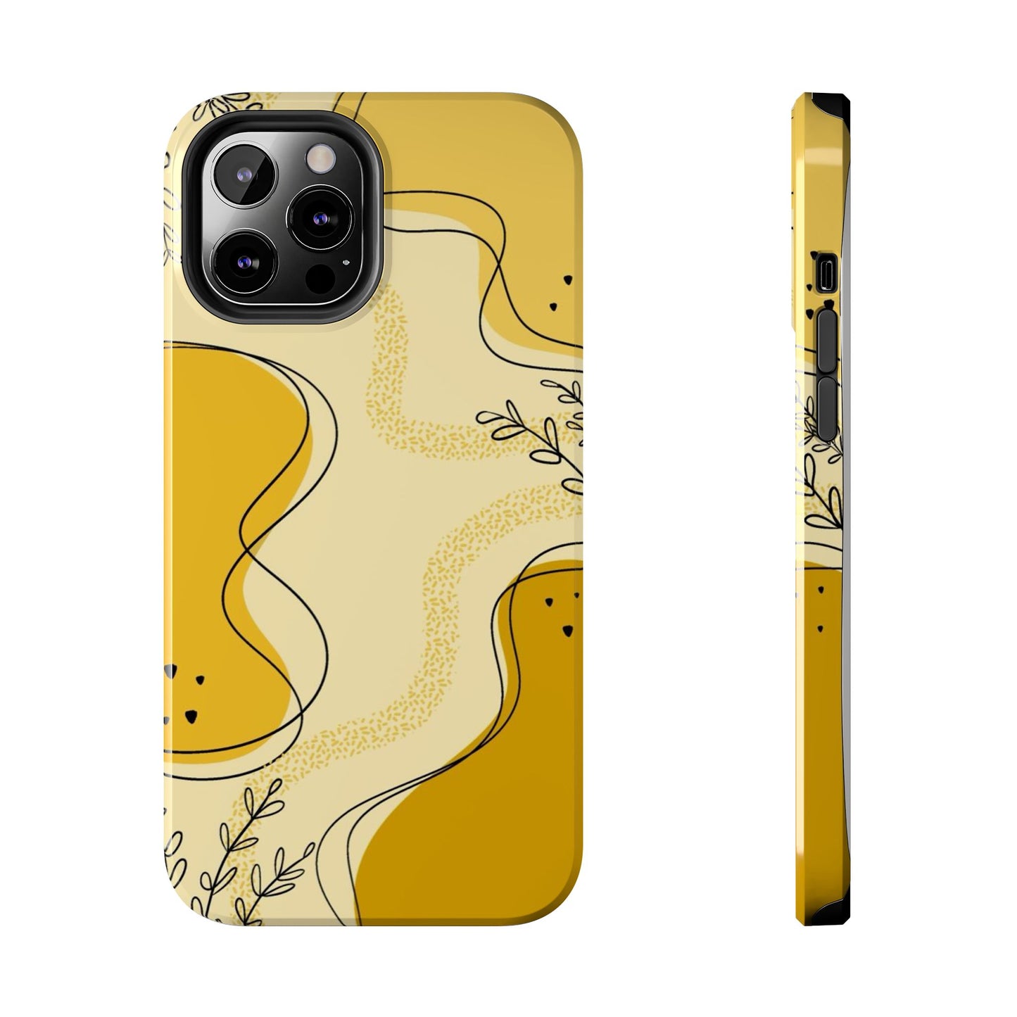 Artistic Yellow Phone Case, Tough Phone Protection, Modern Design, Gifts for Her, Phone Accessories, Unique Cell Phone Cover