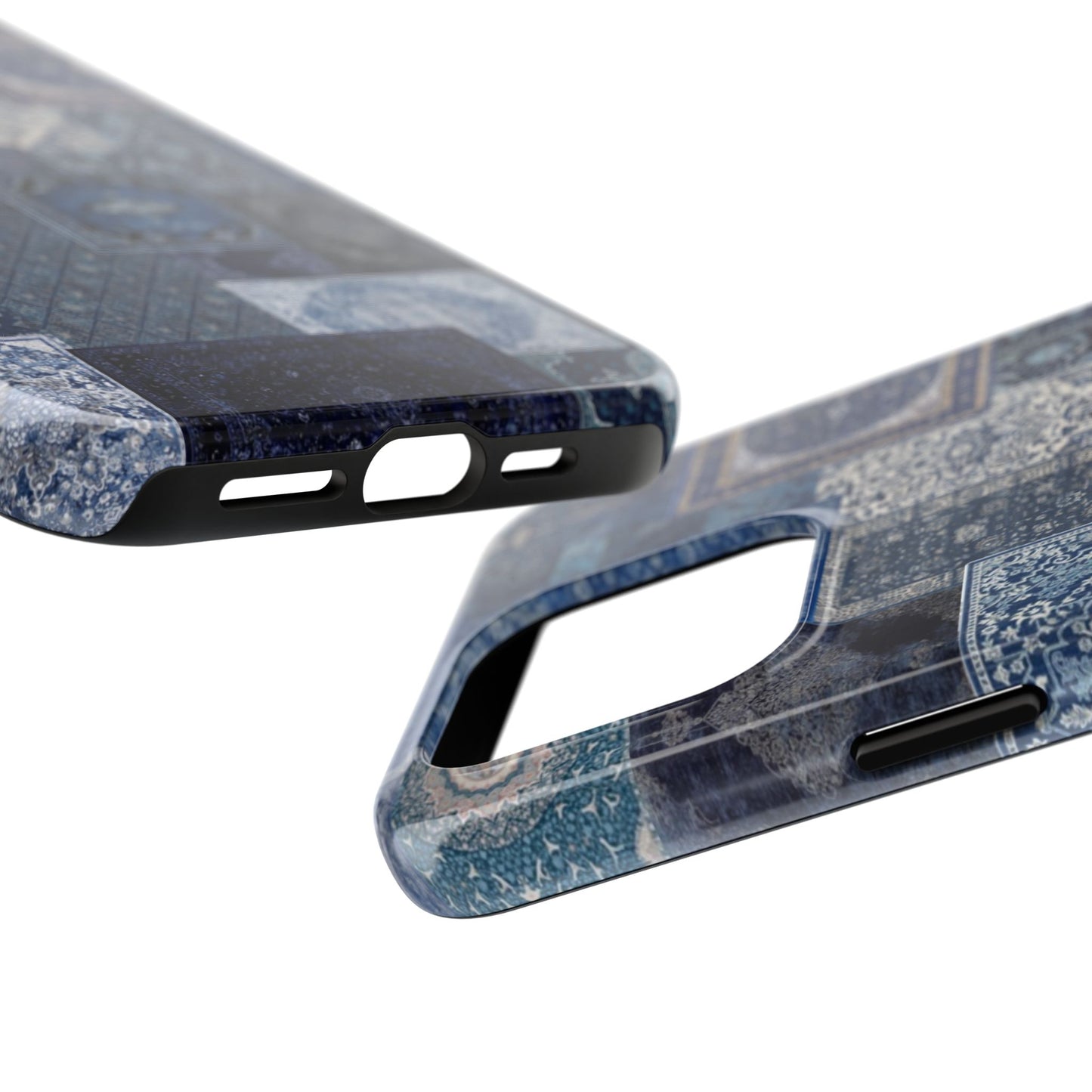 Vintage Rug Pattern Phone Cases, Tough Cases for iPhone, Stylish Smartphone Cover, Unique Gifts for Him/Her, Blue Design