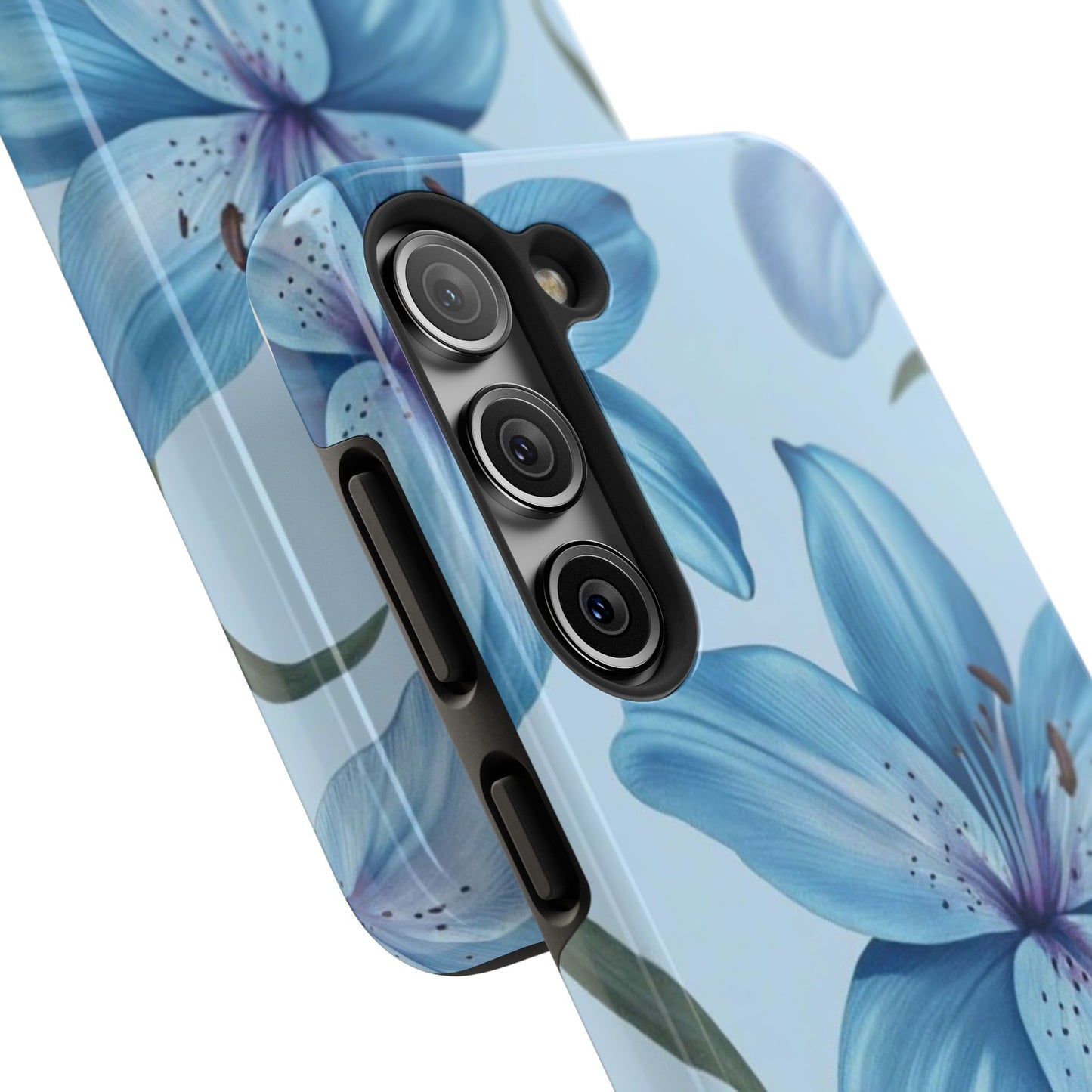Blue Floral Tough Phone Cases, Floral Phone Cover, Gift for Her, Summer Aesthetic, Smartphone Protector, Durable Case