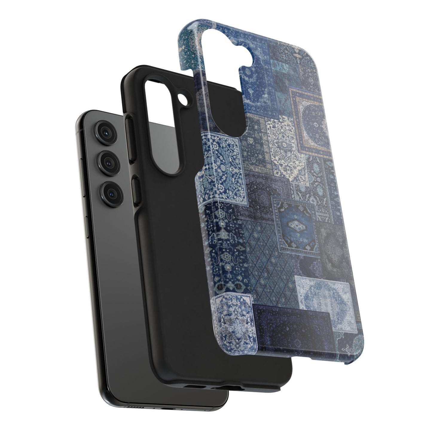 Vintage Rug Pattern Phone Cases, Tough Cases for iPhone, Stylish Smartphone Cover, Unique Gifts for Him/Her, Blue Design