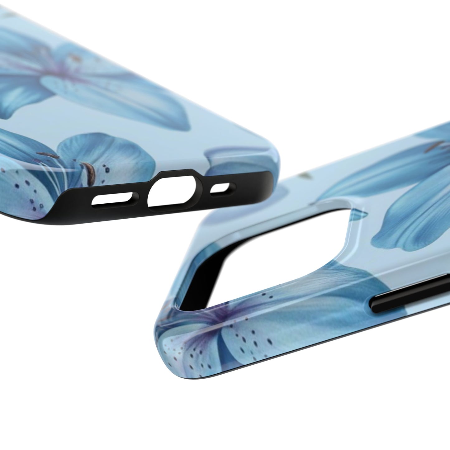 Blue Floral Tough Phone Cases, Floral Phone Cover, Gift for Her, Summer Aesthetic, Smartphone Protector, Durable Case
