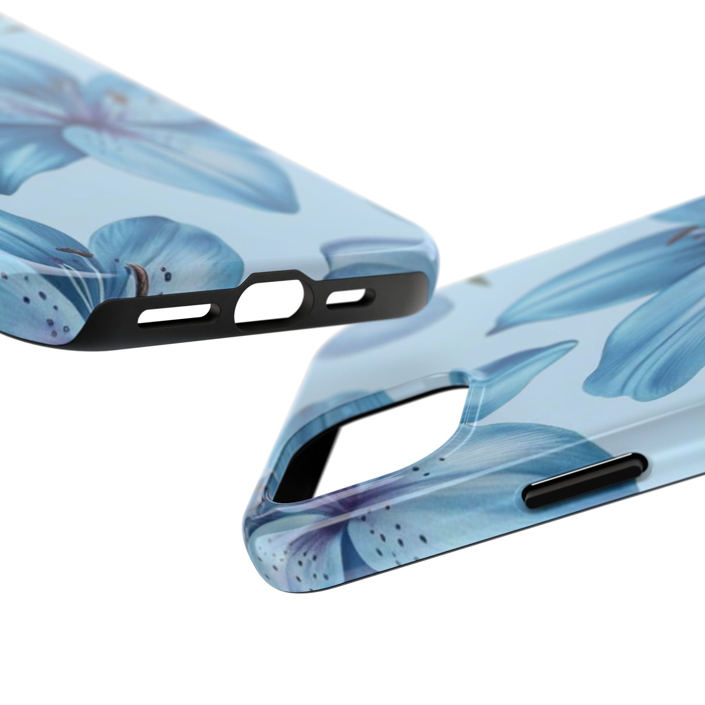 Blue Floral Tough Phone Cases, Floral Phone Cover, Gift for Her, Summer Aesthetic, Smartphone Protector, Durable Case