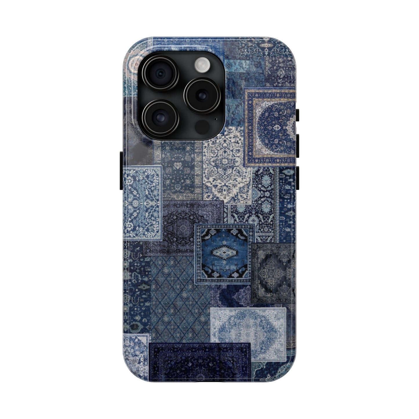 Vintage Rug Pattern Phone Cases, Tough Cases for iPhone, Stylish Smartphone Cover, Unique Gifts for Him/Her, Blue Design