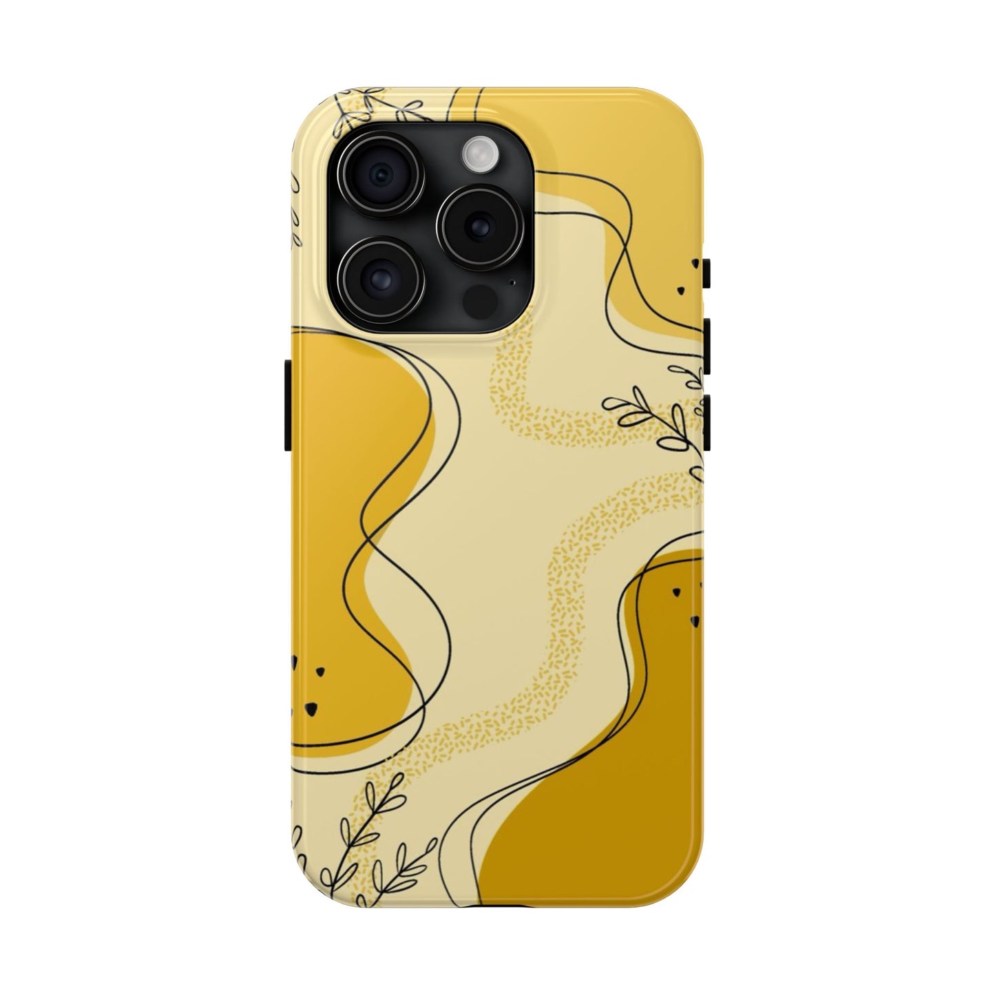 Artistic Yellow Phone Case, Tough Phone Protection, Modern Design, Gifts for Her, Phone Accessories, Unique Cell Phone Cover