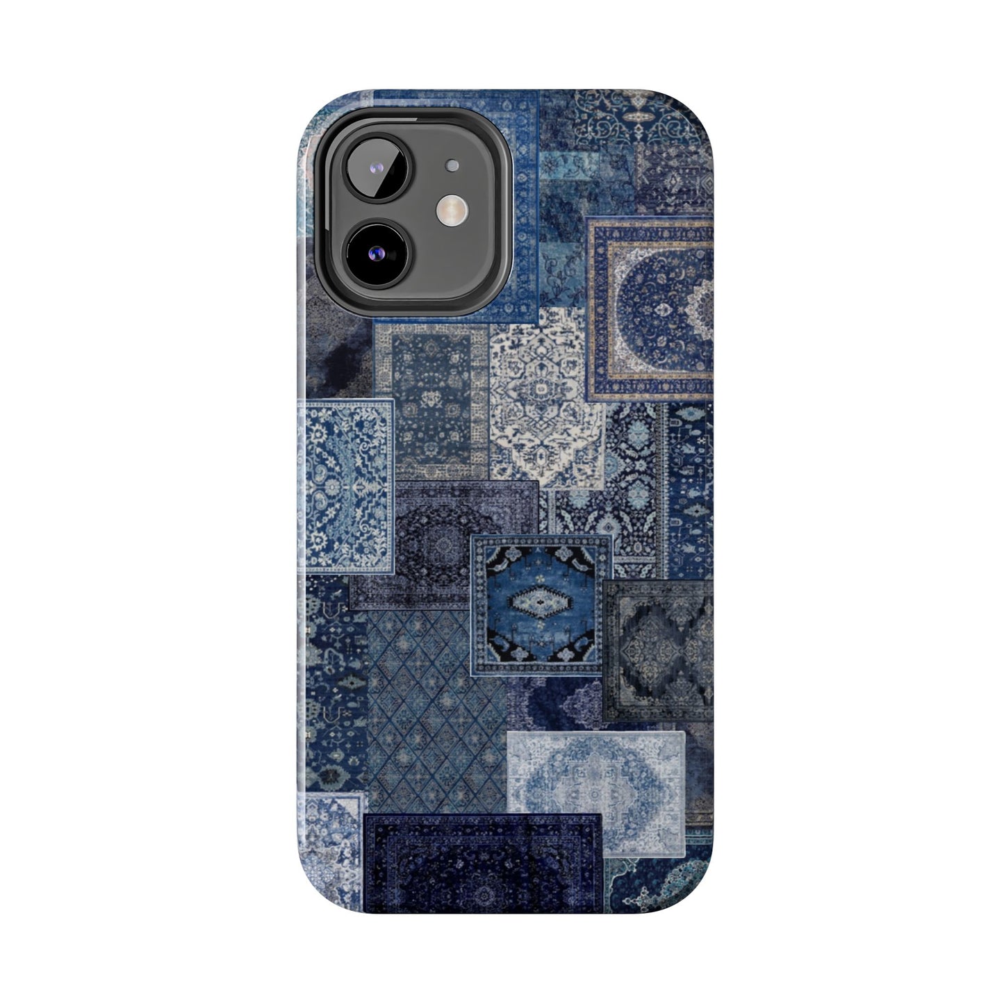 Vintage Rug Pattern Phone Cases, Tough Cases for iPhone, Stylish Smartphone Cover, Unique Gifts for Him/Her, Blue Design