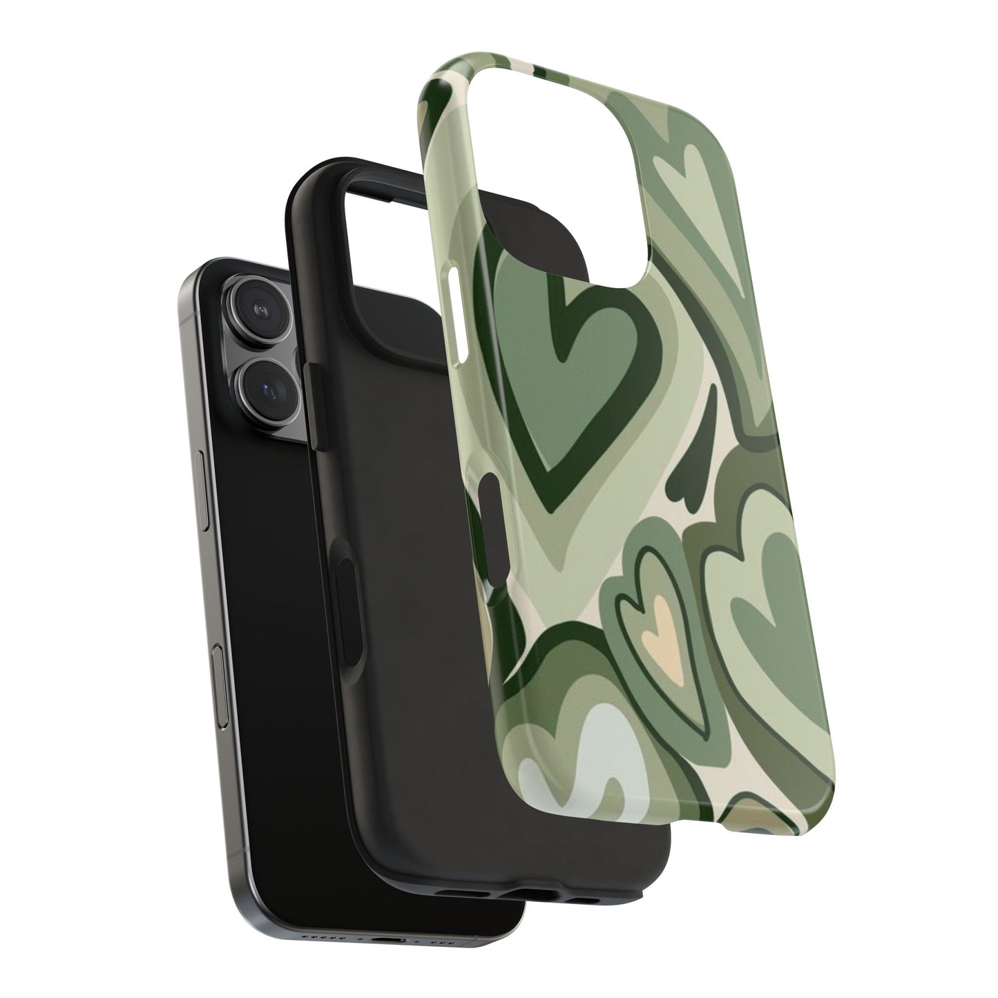 Heartfelt Patterned Tough Phone Cases, Cute Phone Cases, Gift for Her, Valentine's Day, Trendy Accessories, Nature-Inspired Design