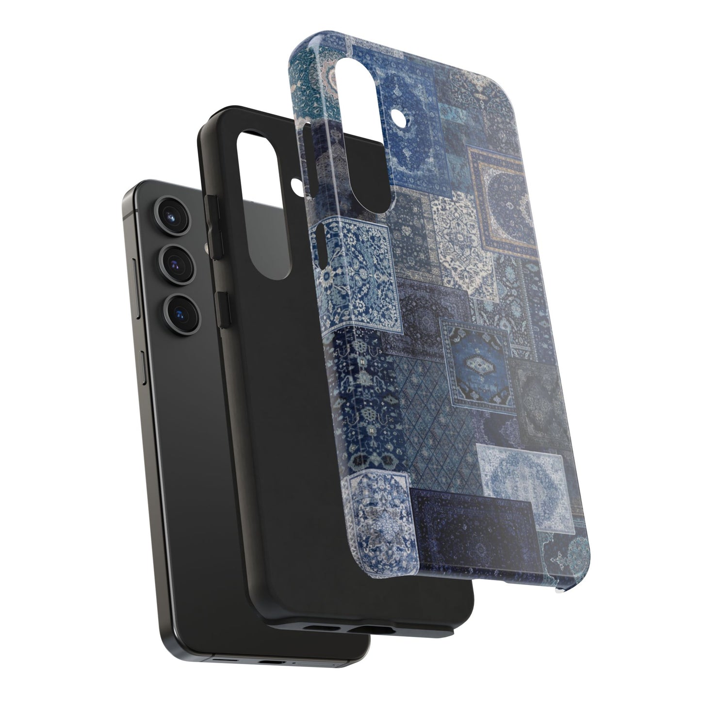 Vintage Rug Pattern Phone Cases, Tough Cases for iPhone, Stylish Smartphone Cover, Unique Gifts for Him/Her, Blue Design