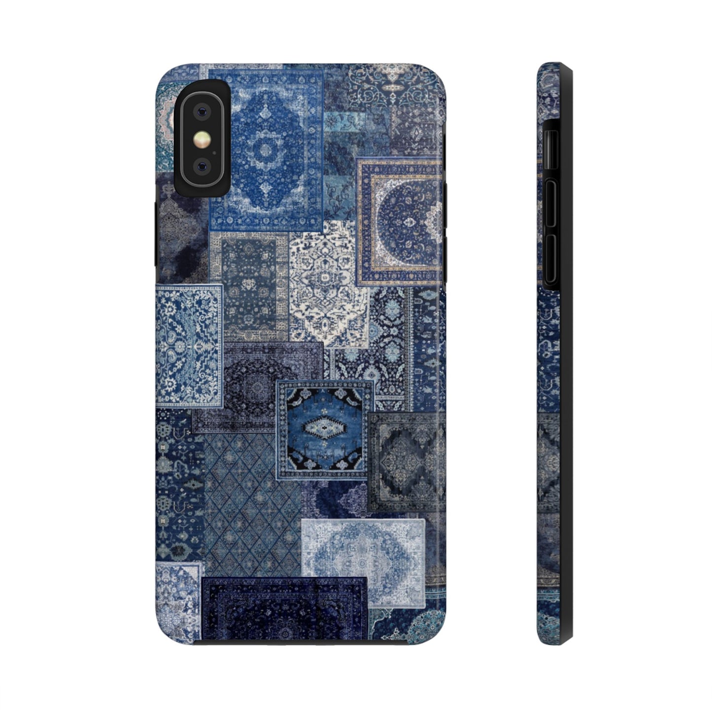 Vintage Rug Pattern Phone Cases, Tough Cases for iPhone, Stylish Smartphone Cover, Unique Gifts for Him/Her, Blue Design