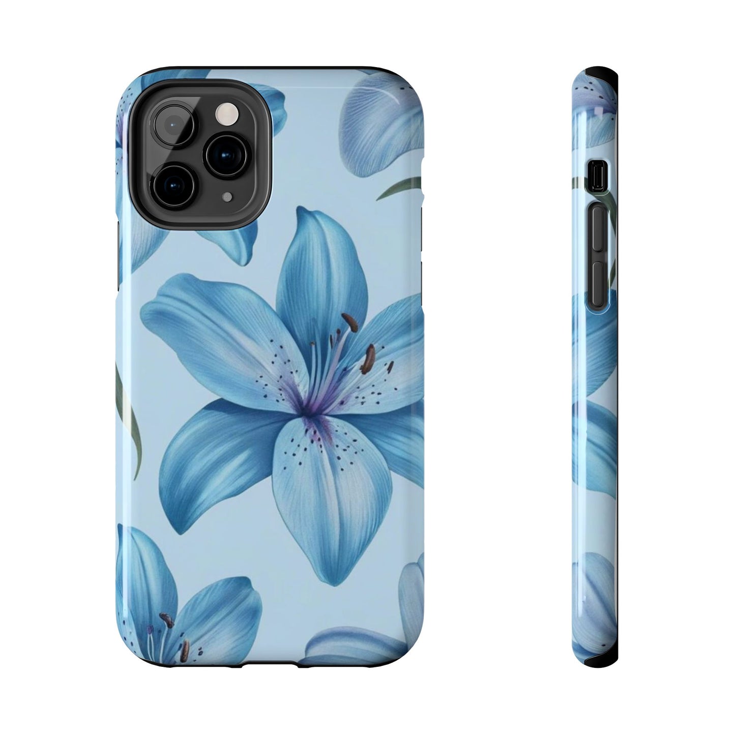 Blue Floral Tough Phone Cases, Floral Phone Cover, Gift for Her, Summer Aesthetic, Smartphone Protector, Durable Case
