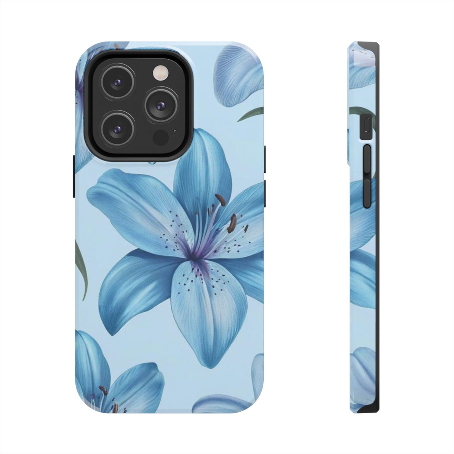 Blue Floral Tough Phone Cases, Floral Phone Cover, Gift for Her, Summer Aesthetic, Smartphone Protector, Durable Case