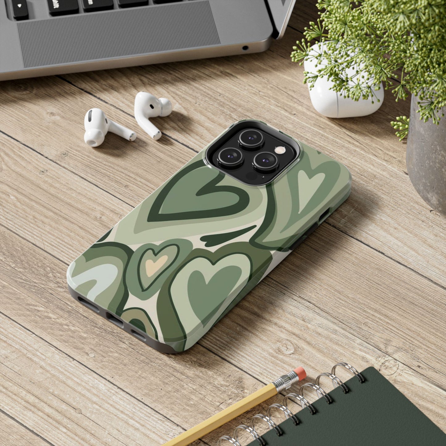 Heartfelt Patterned Tough Phone Cases, Cute Phone Cases, Gift for Her, Valentine's Day, Trendy Accessories, Nature-Inspired Design