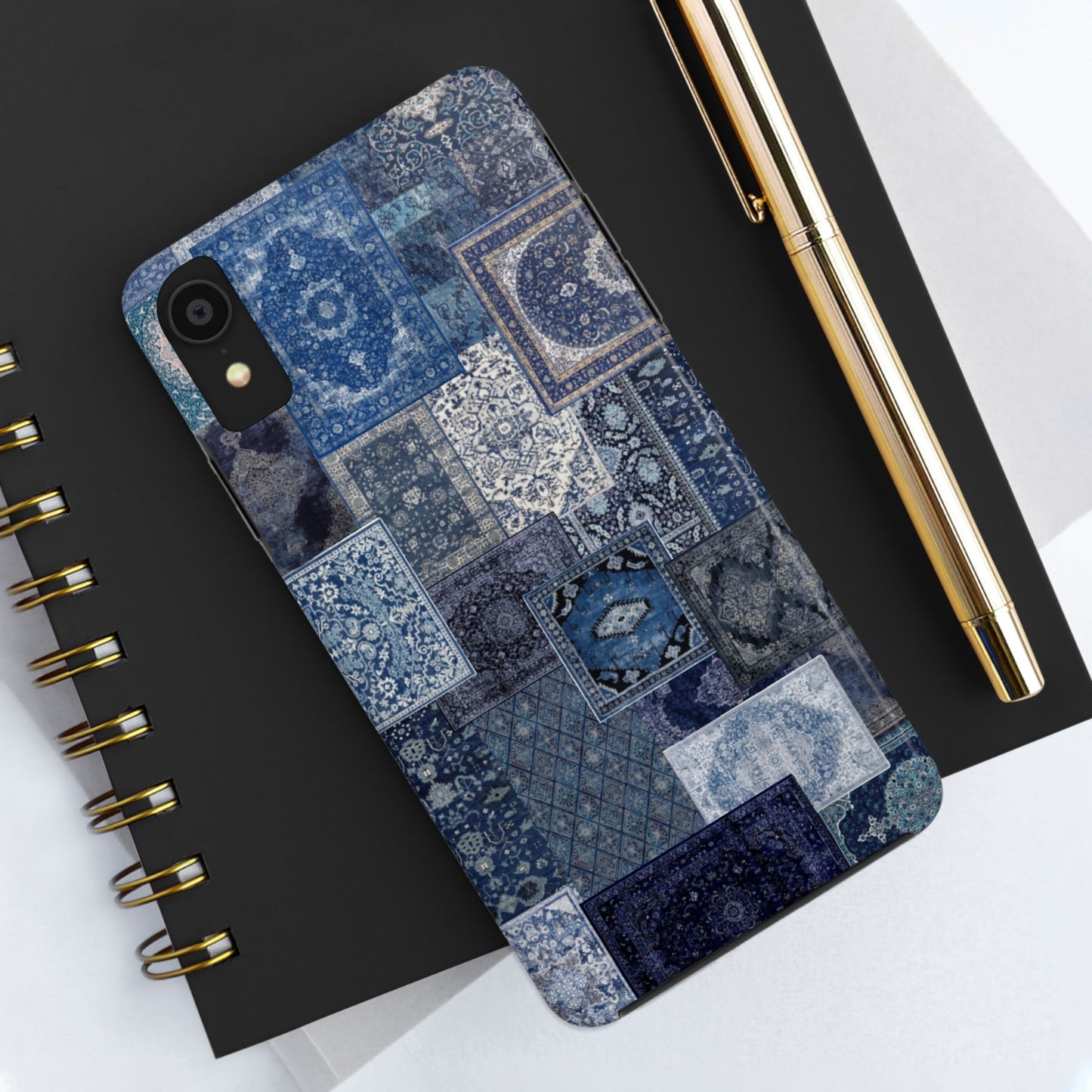 Vintage Rug Pattern Phone Cases, Tough Cases for iPhone, Stylish Smartphone Cover, Unique Gifts for Him/Her, Blue Design