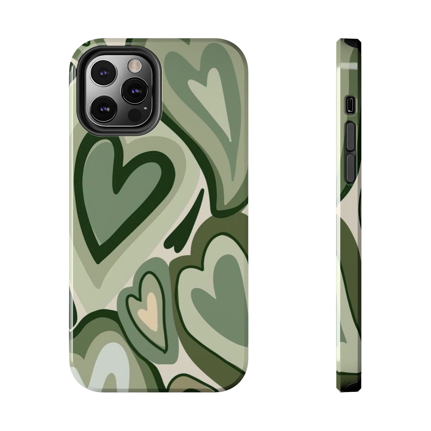Heartfelt Patterned Tough Phone Cases, Cute Phone Cases, Gift for Her, Valentine's Day, Trendy Accessories, Nature-Inspired Design